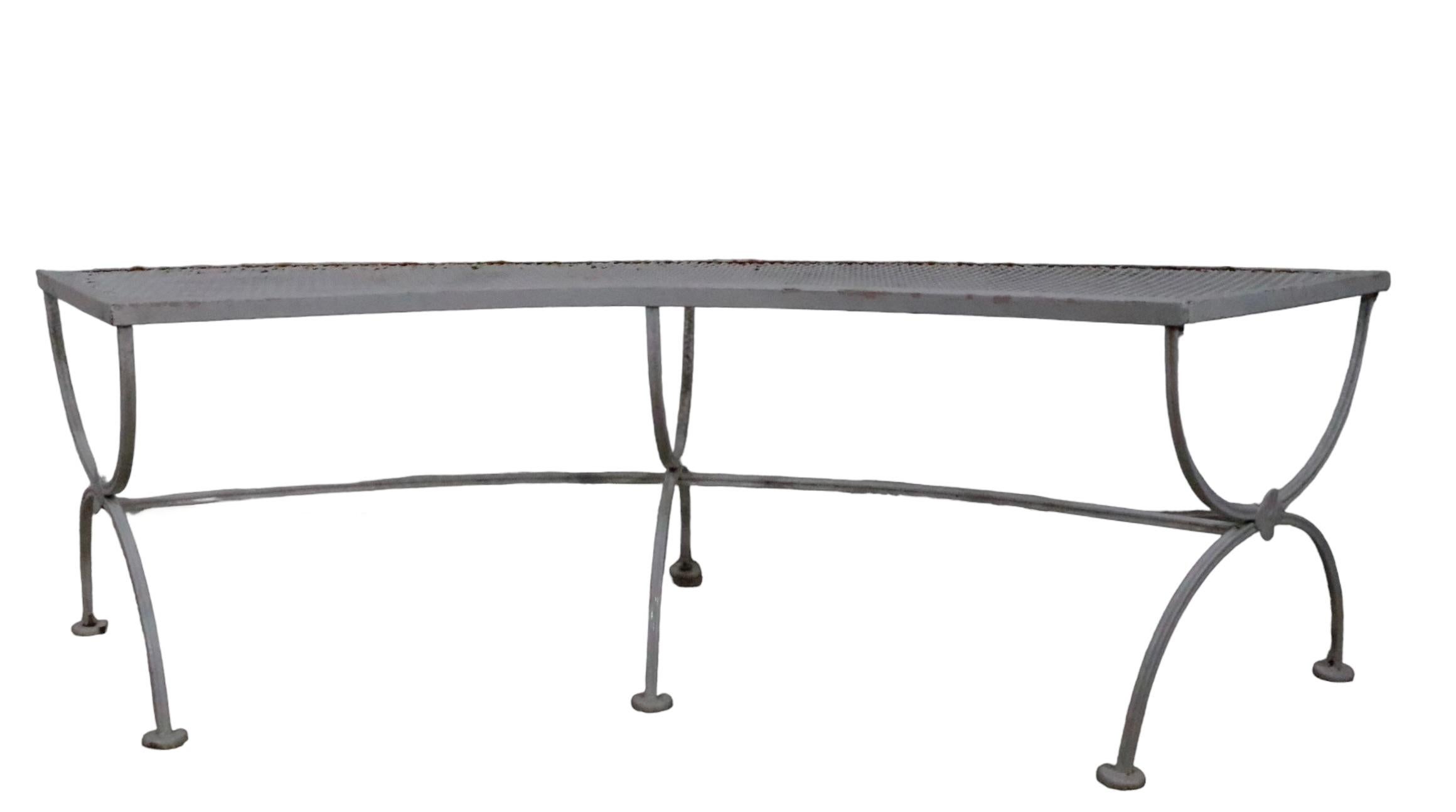 Wrought Iron Curved Garden Patio Poolside Bench by Salterini 3 available  For Sale