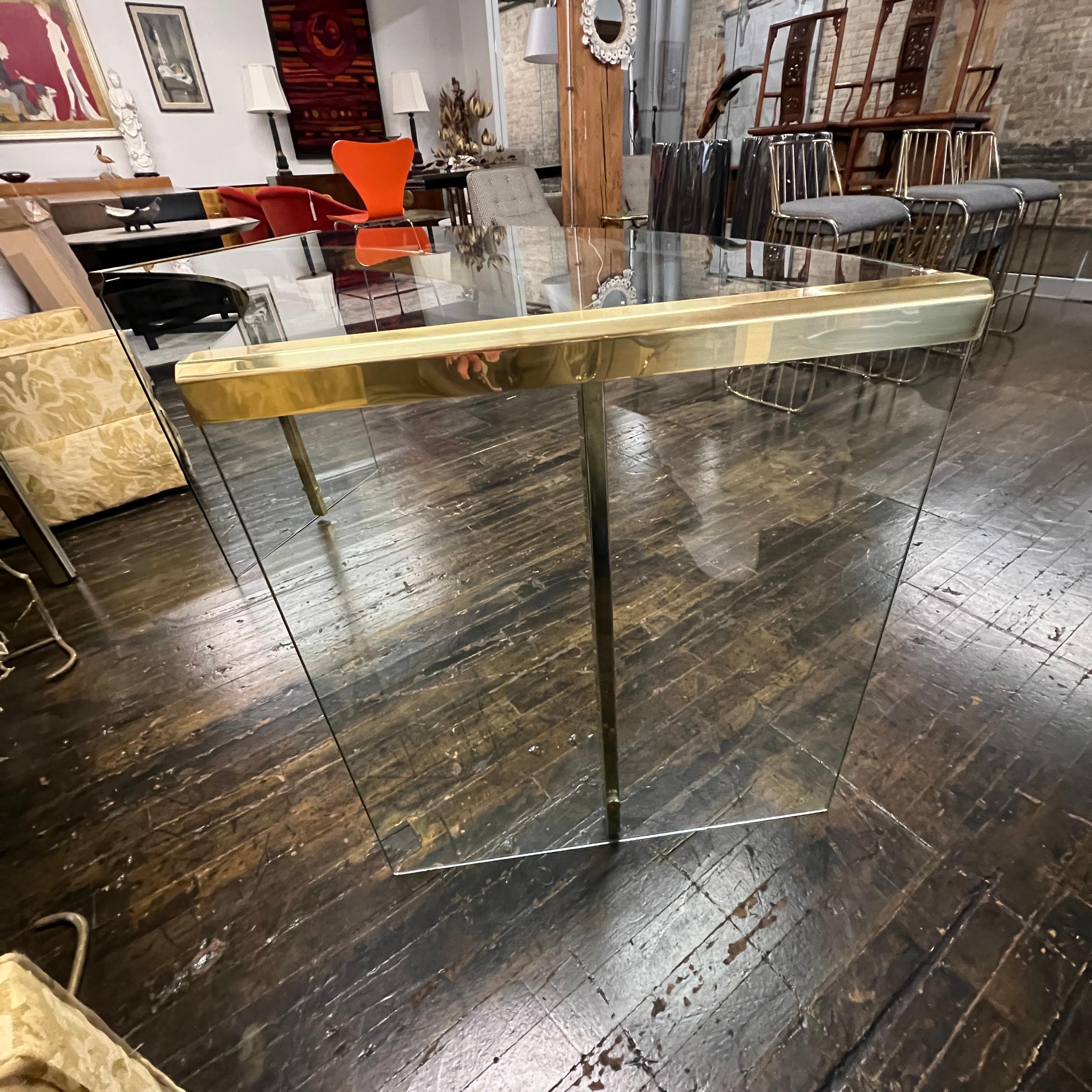 Italian Curved Glass and Brass President Desk By Gallotti & Radice, Italy
