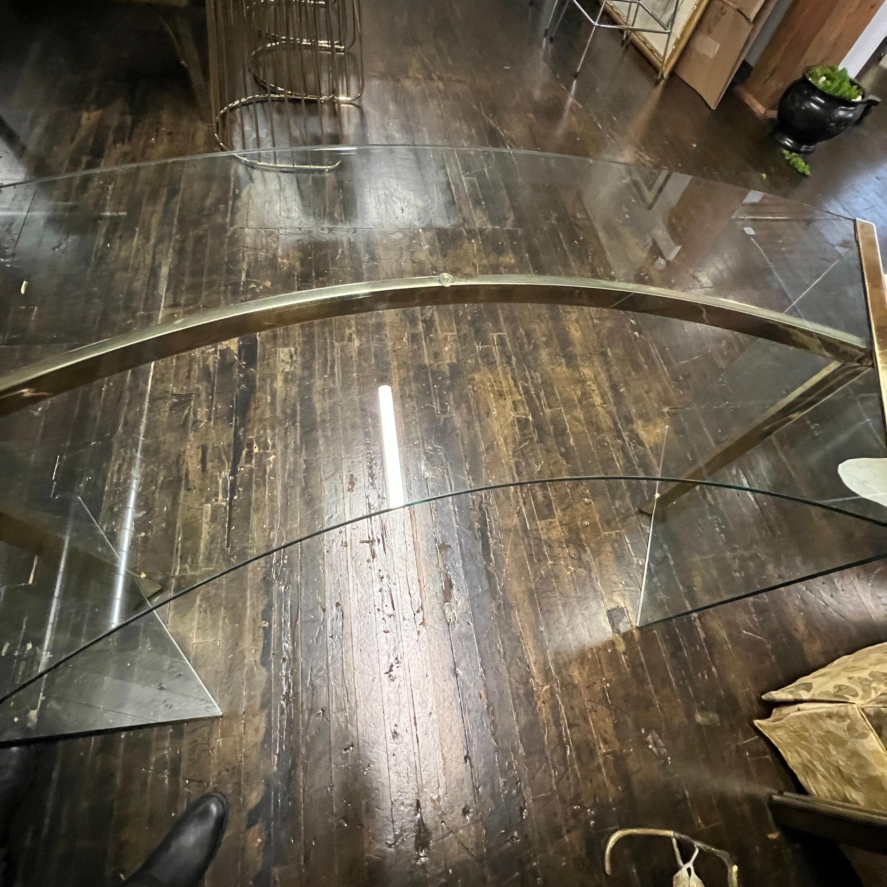 Curved Glass and Brass President Desk By Gallotti & Radice, Italy 1