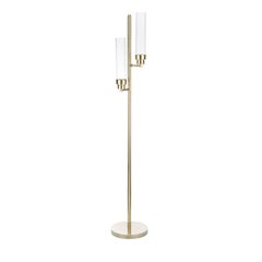 Curved Glass and Brass Structure Floor Lamp by Bronzetto
