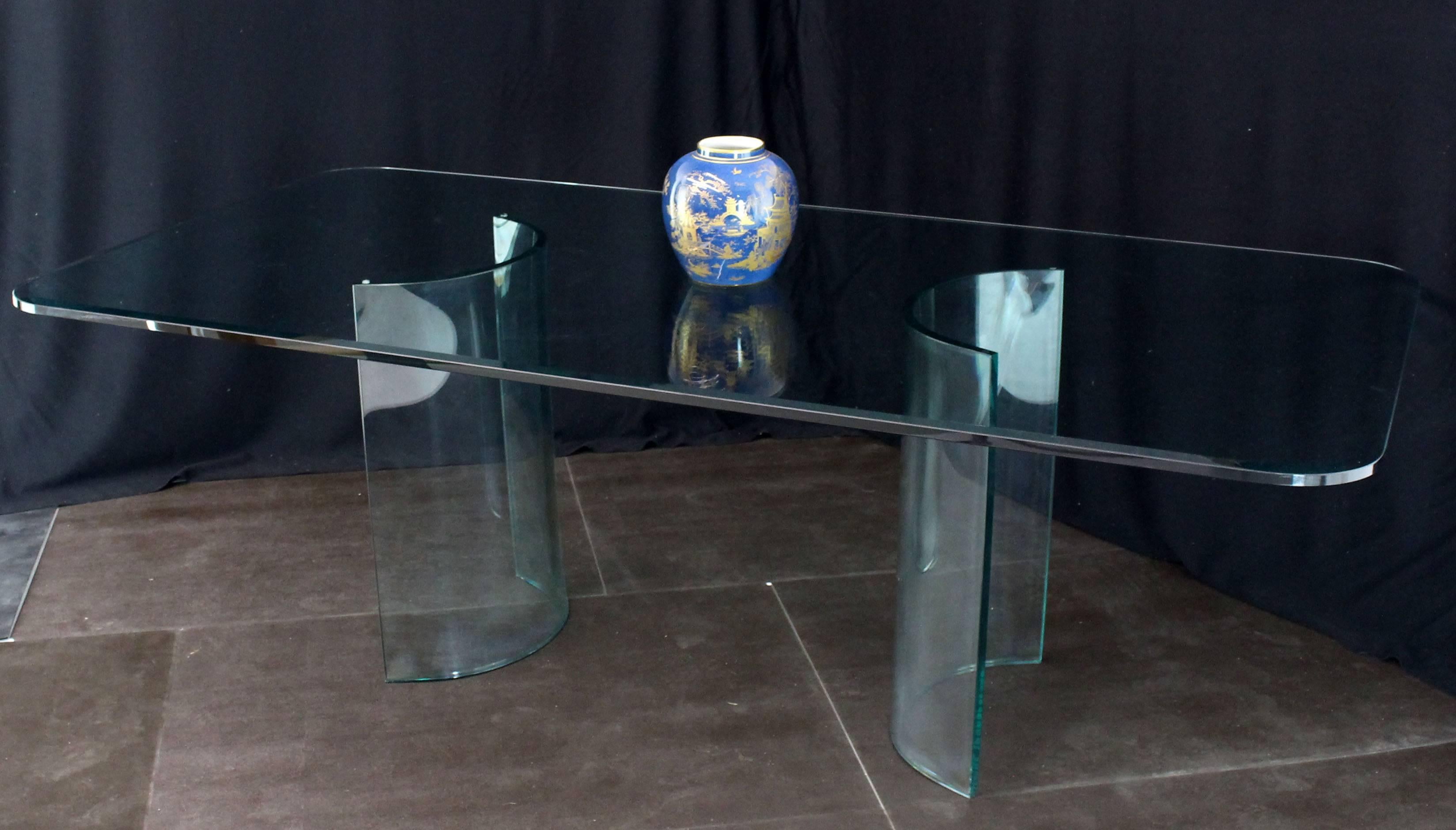 glass dining table with glass base