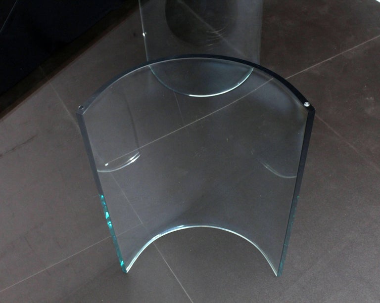 Curved Glass Base Thick 3/4 Glass Top Large Dining Conference Table at