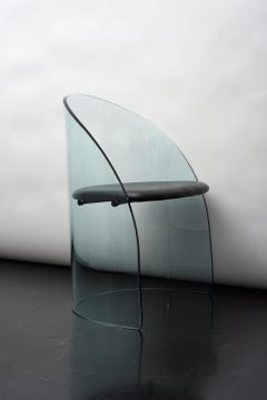 Curved Glass Chair, Italy 1980s