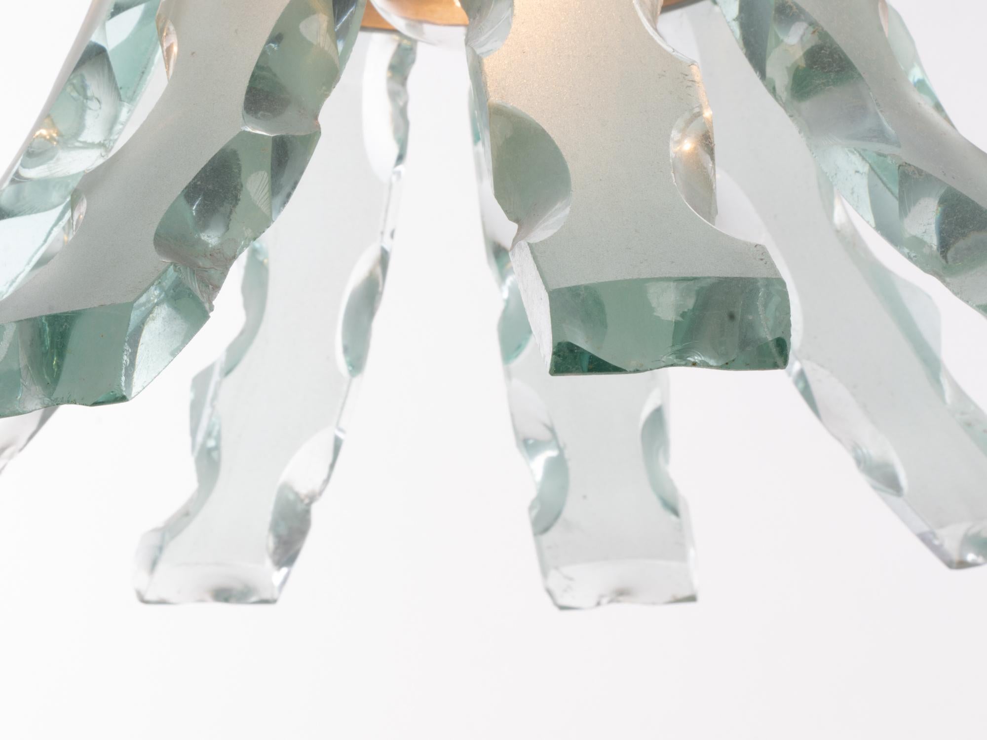 Fontana Arte Curved Glass Chandelier by O4 Zero Quattro, Italy, 1960s 1