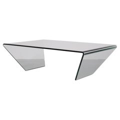 curved Glass coffee table 1980s Italy