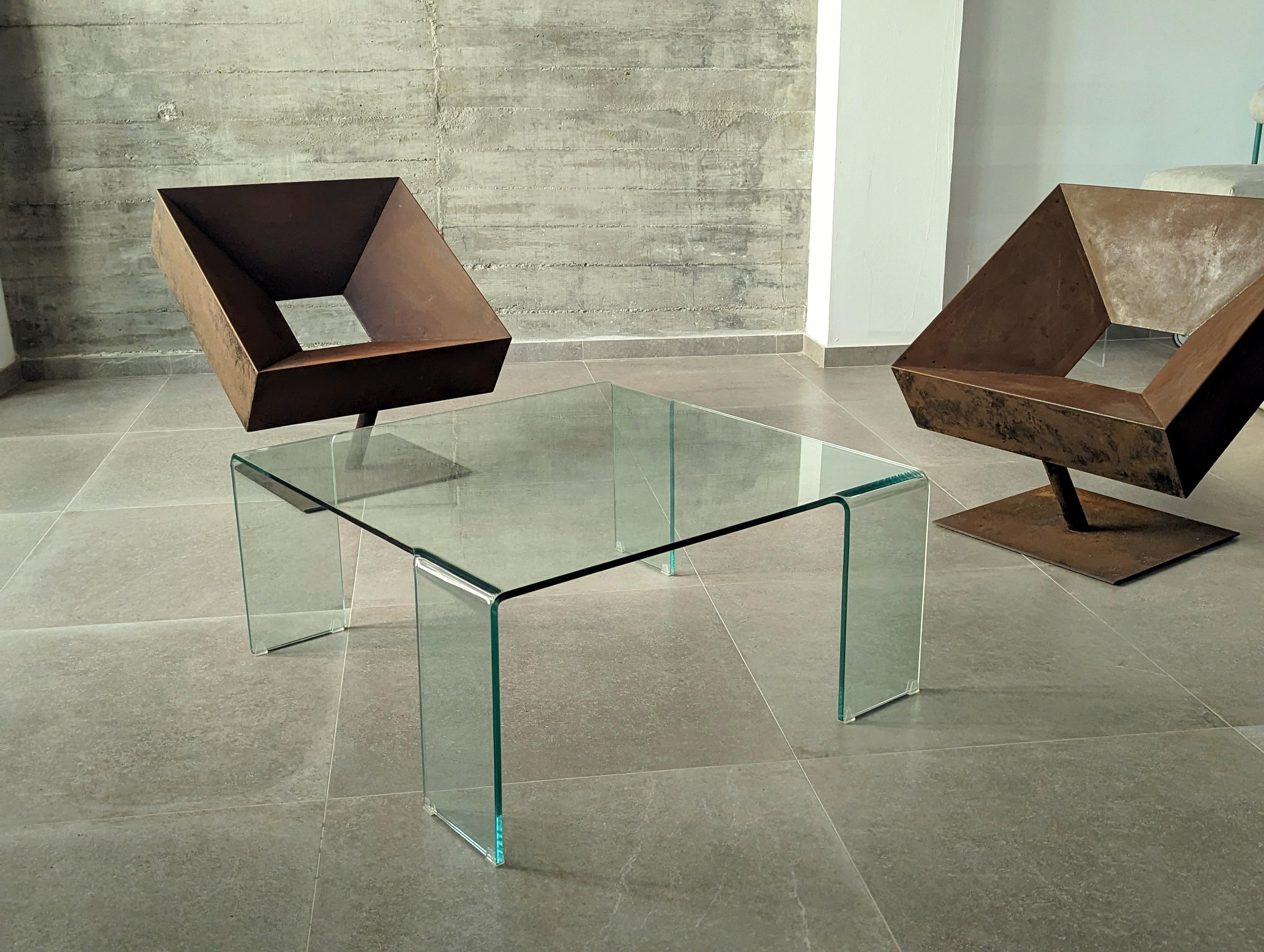 Italian Curved Glass Coffee Table Design Rodolfo Dordoni For Sale