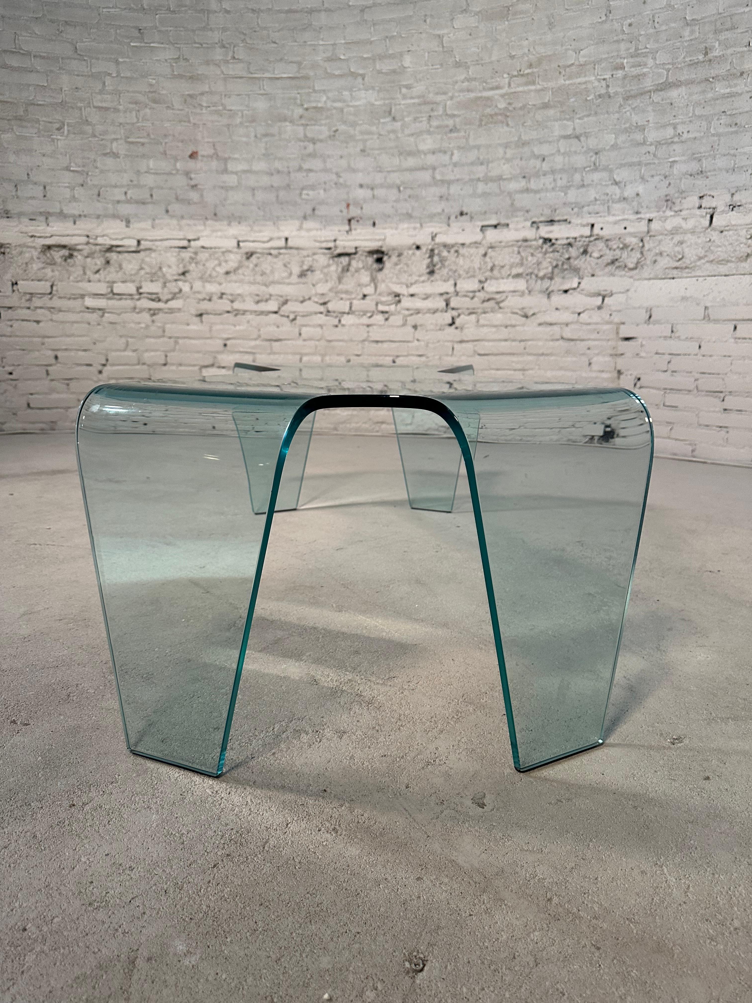 European Curved Glass Coffee Table For Sale