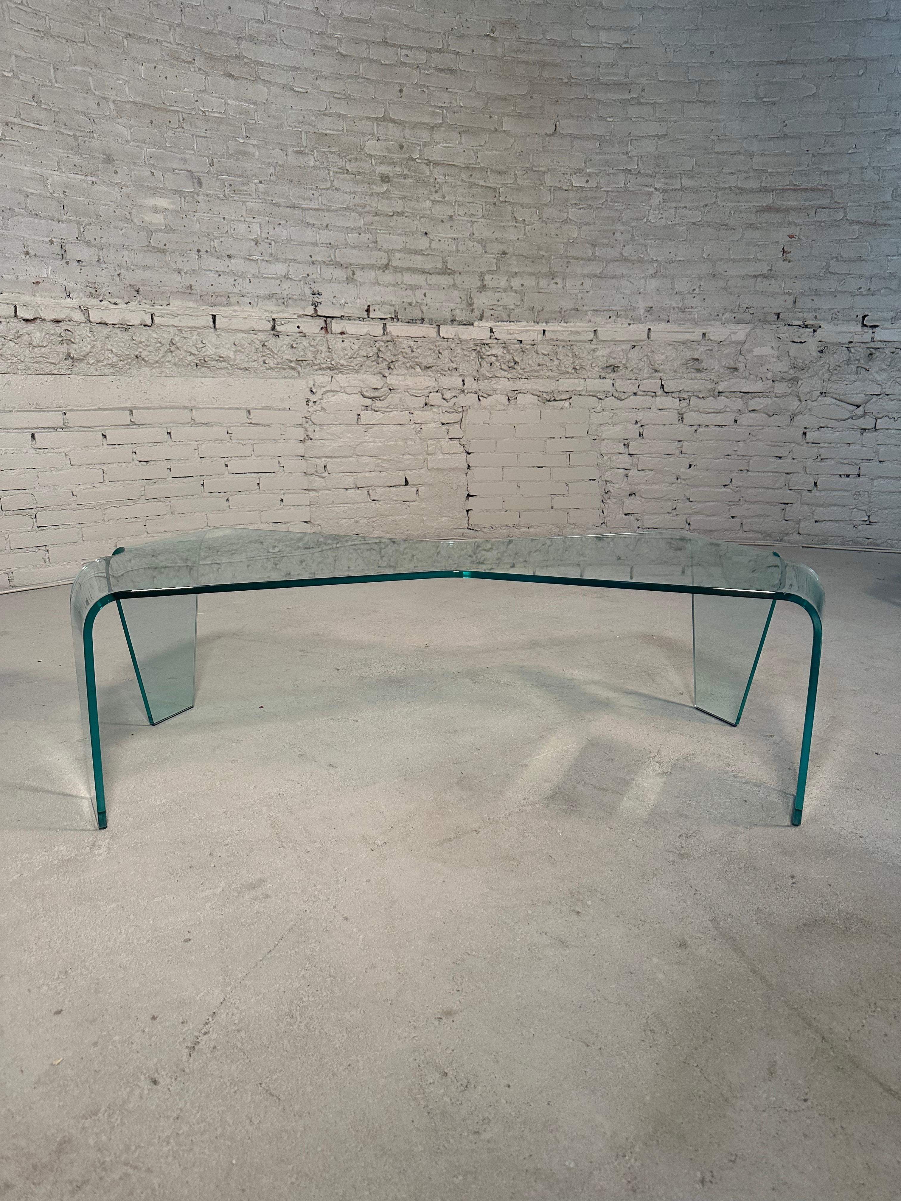 20th Century Curved Glass Coffee Table For Sale