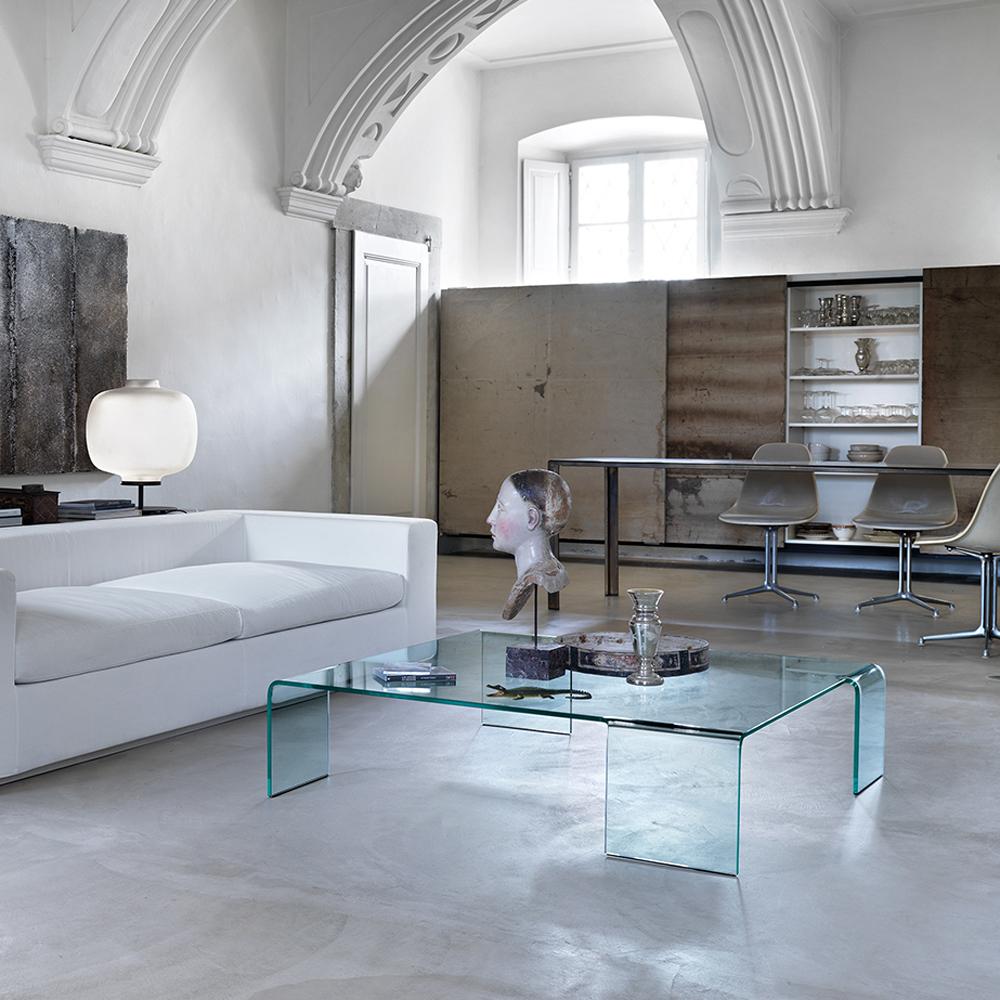 Hand-Crafted Curved Glass Coffee Table For Sale