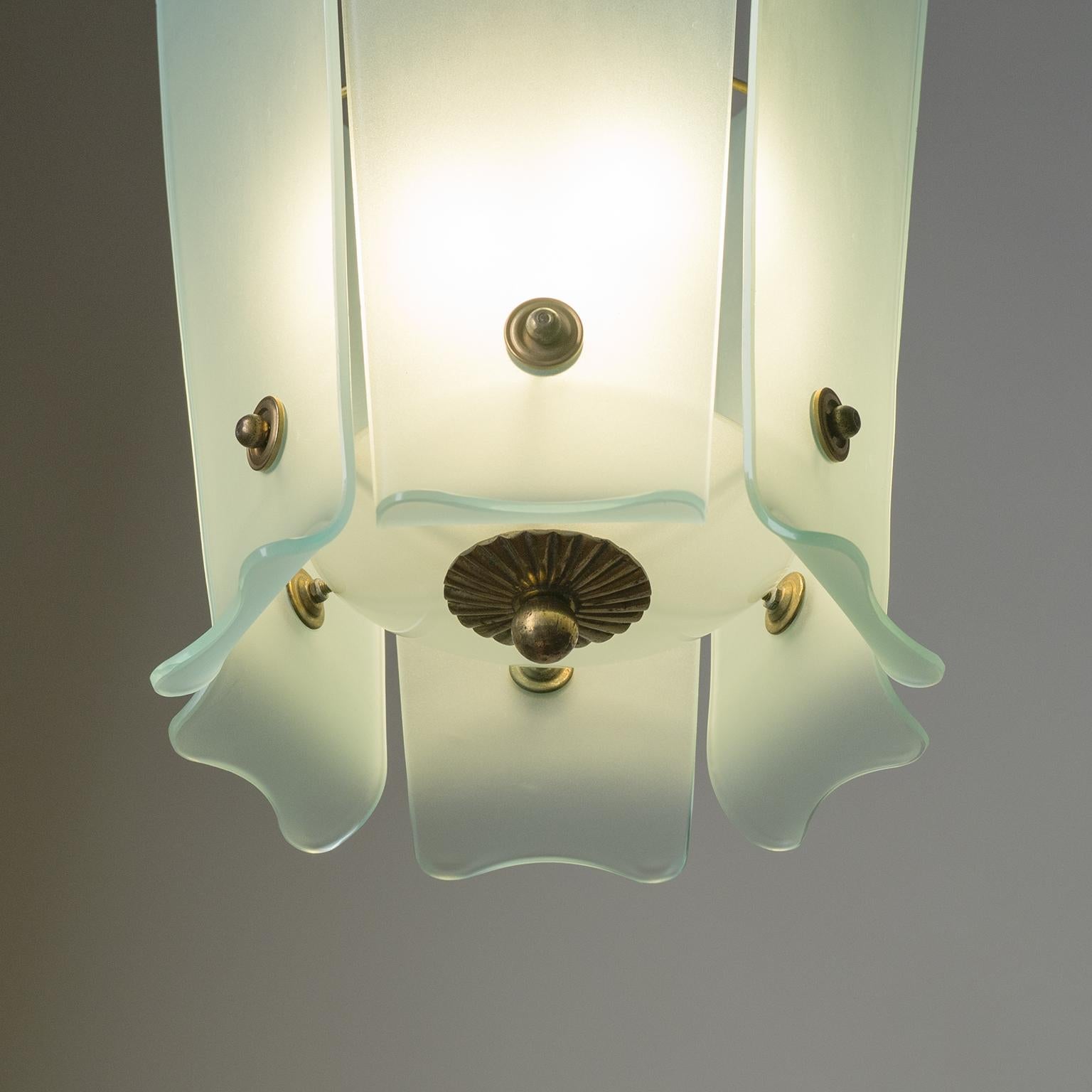 Italian Curved Glass Lantern by Luigi Fontana, circa 1940