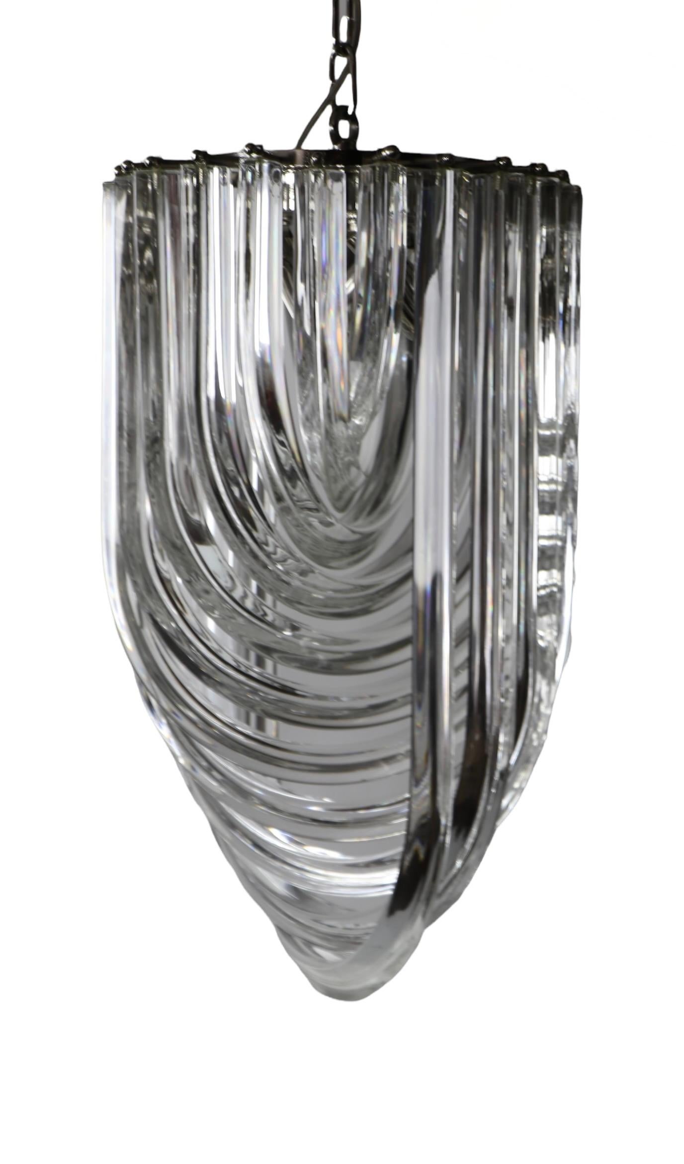 Curved Glass Loop Curvati Chandeliers Attributed to Carlo Nason 3 Available For Sale 5