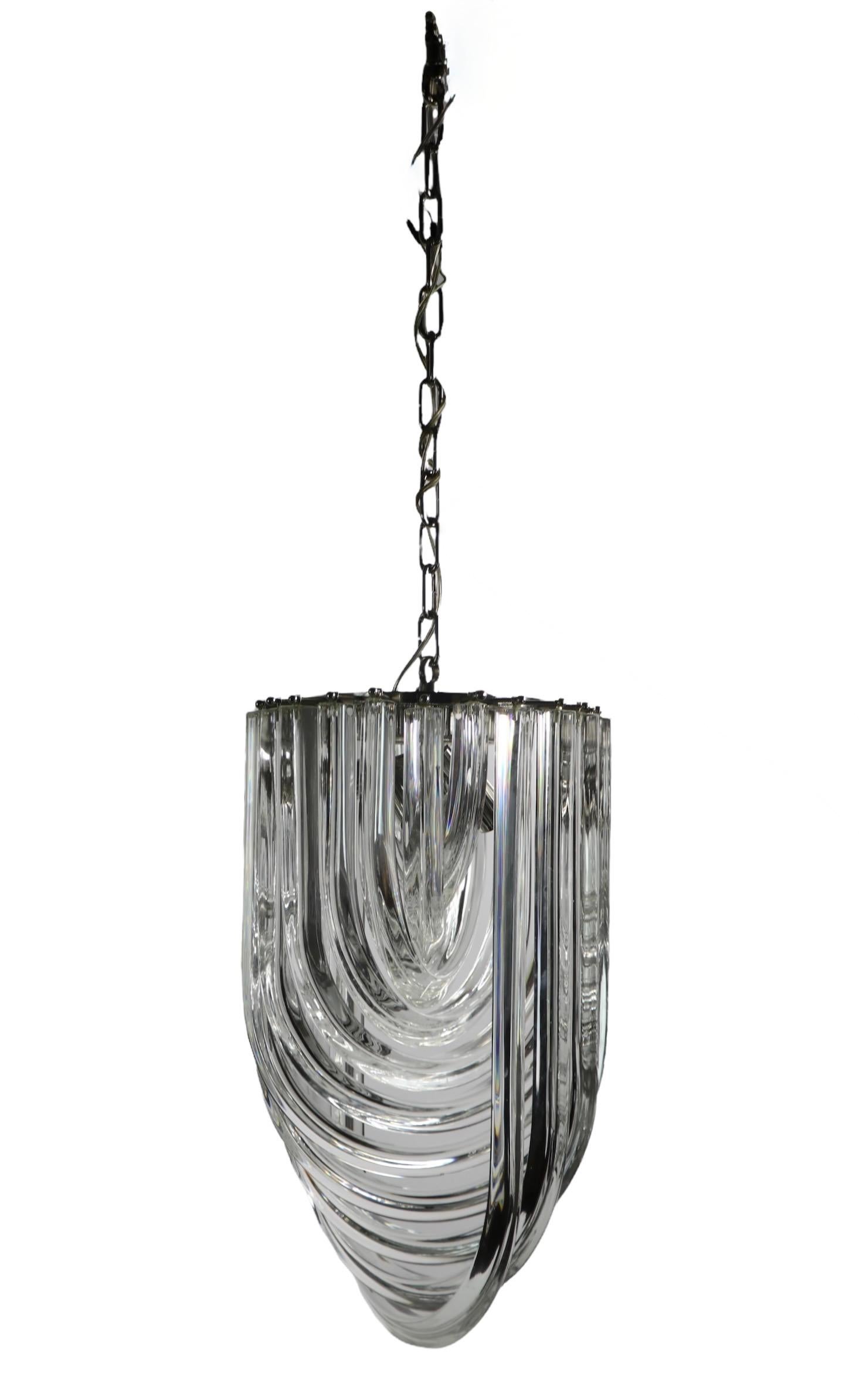 20th Century Curved Glass Loop Curvati Chandeliers Attributed to Carlo Nason 3 Available For Sale