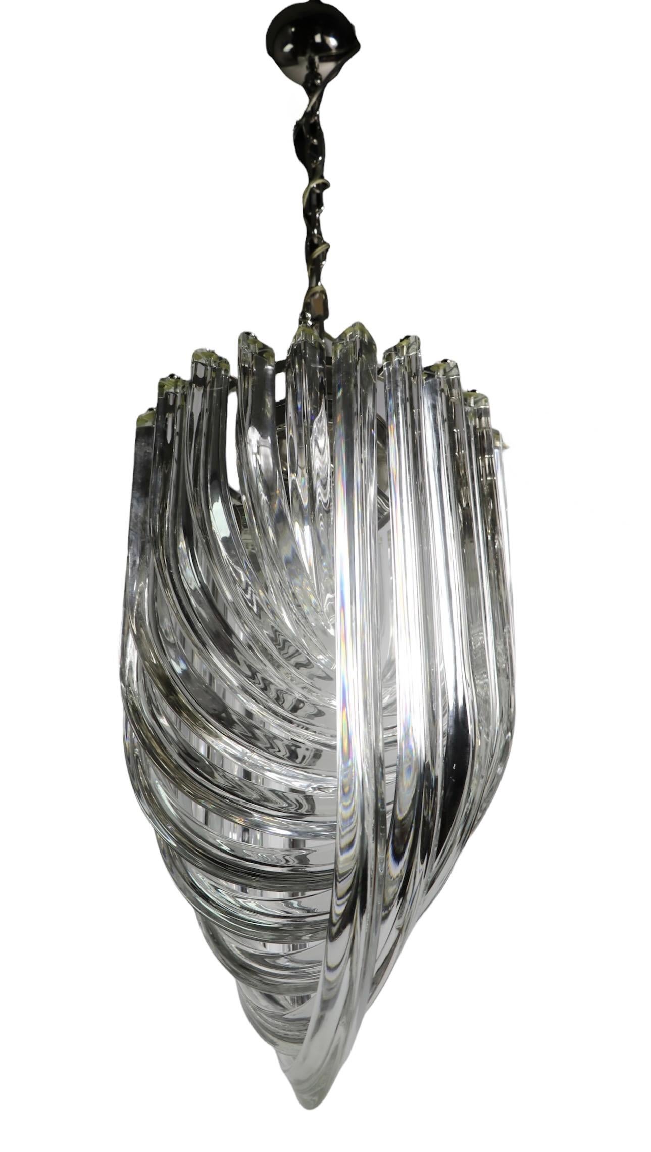 Curved Glass Loop Curvati Chandeliers Attributed to Carlo Nason 3 Available For Sale 2