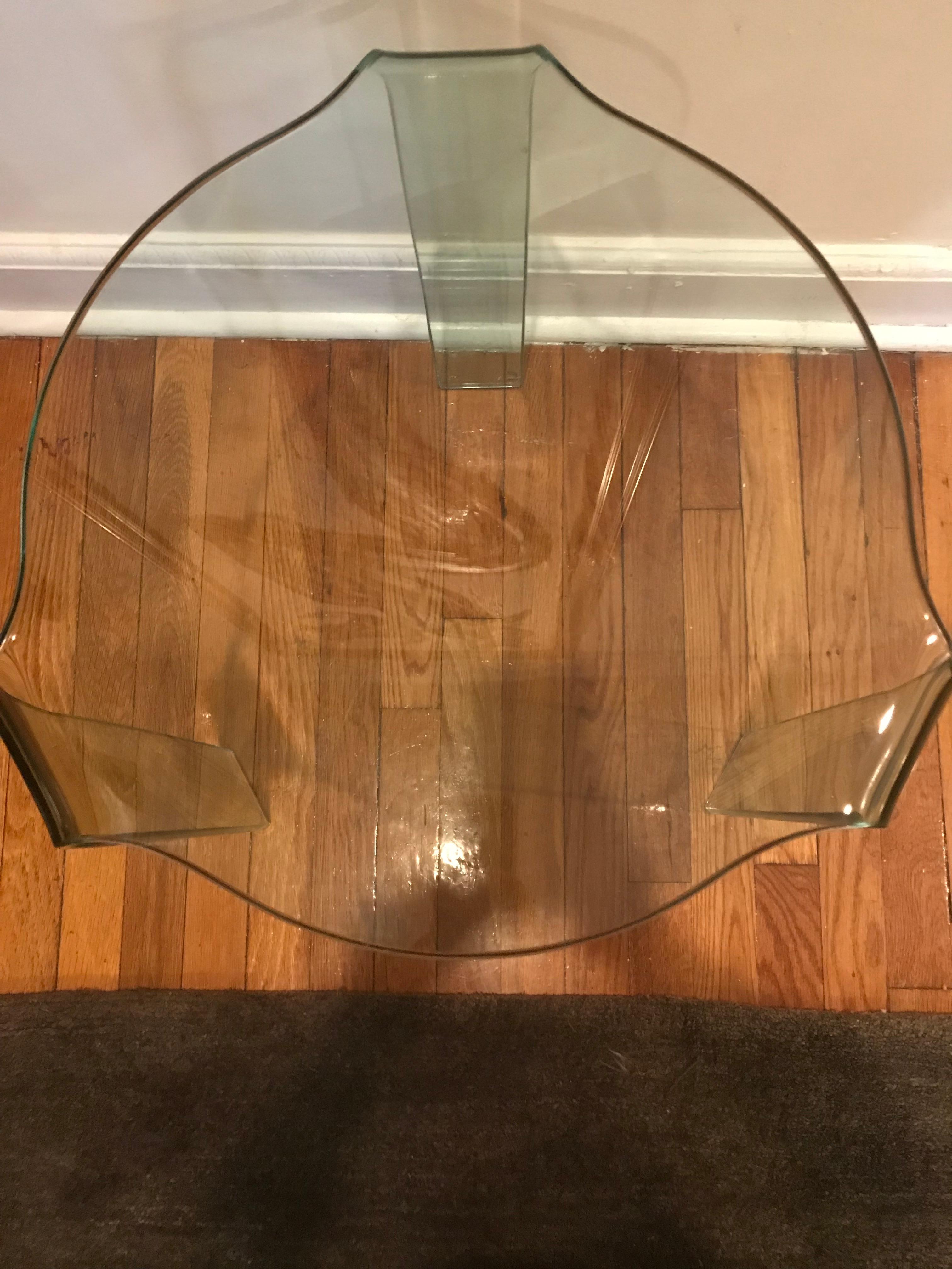 Italian Curved Glass Side Table, Homage to Alvar Alto, Manufactured in Italy by Fiam