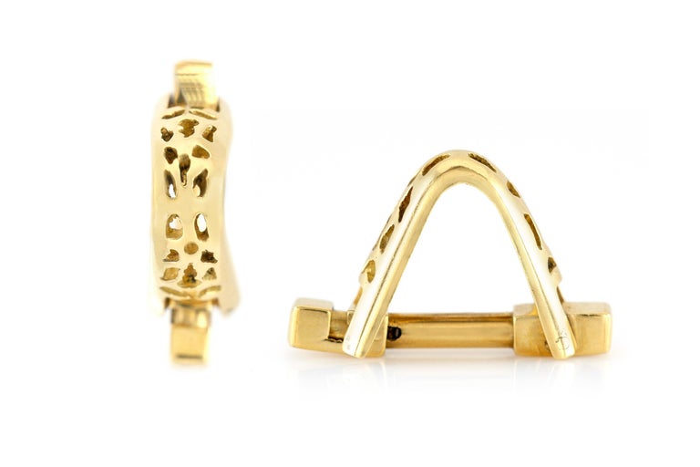 Curved Gold Cufflinks with Holes For Sale at 1stDibs