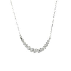 Curved Graduated Diamond Bar Necklace in 14KT White Gold