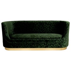 Curved Green Velvet Sofa