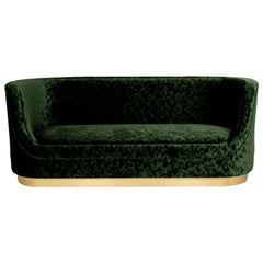 Curved Green Velvet Sofa