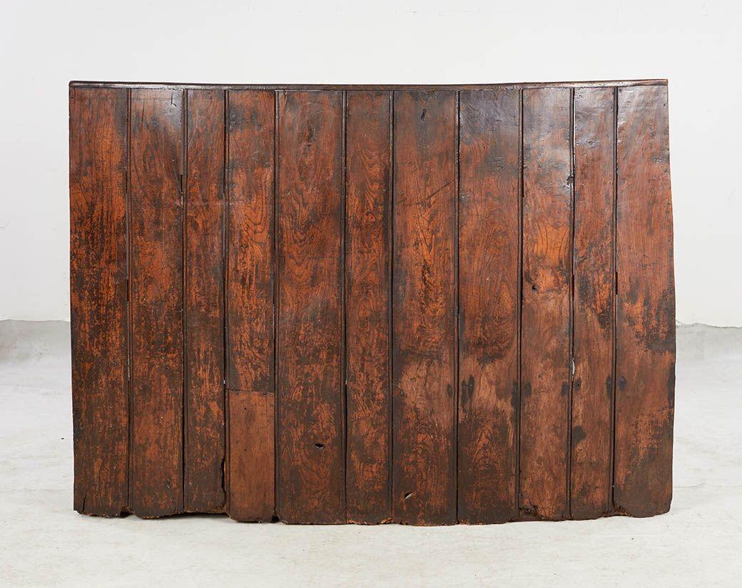 Curved High Back Elm Settle with Storage For Sale 5