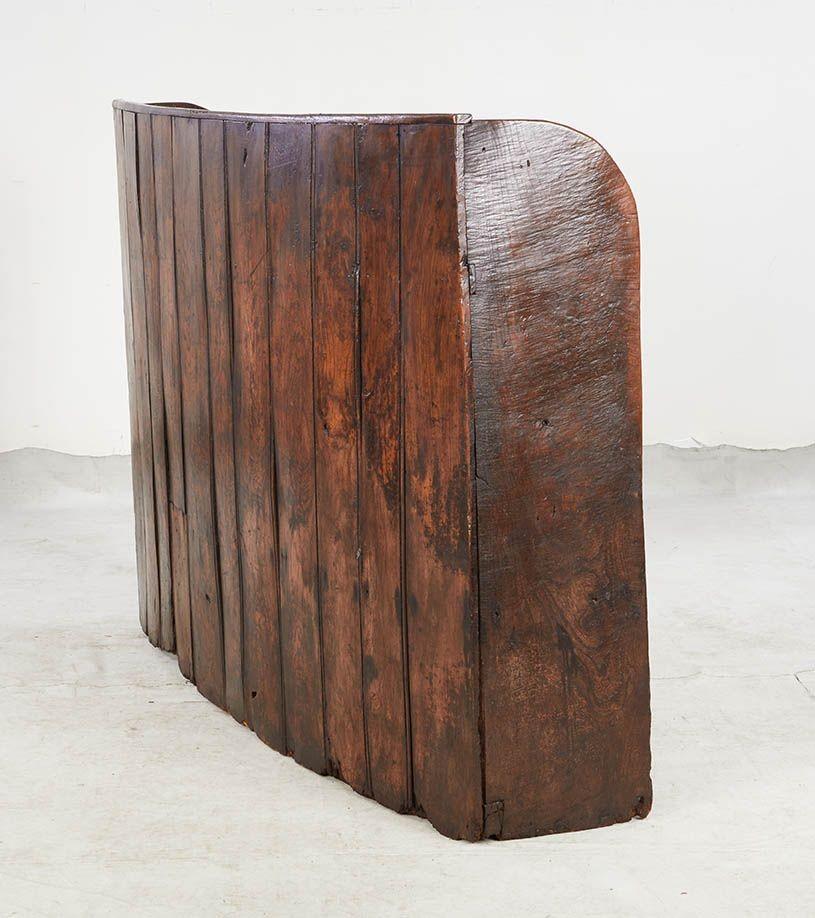 Curved High Back Elm Settle with Storage For Sale 6