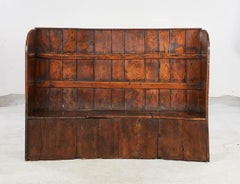 Curved High Back Elm Settle with Storage