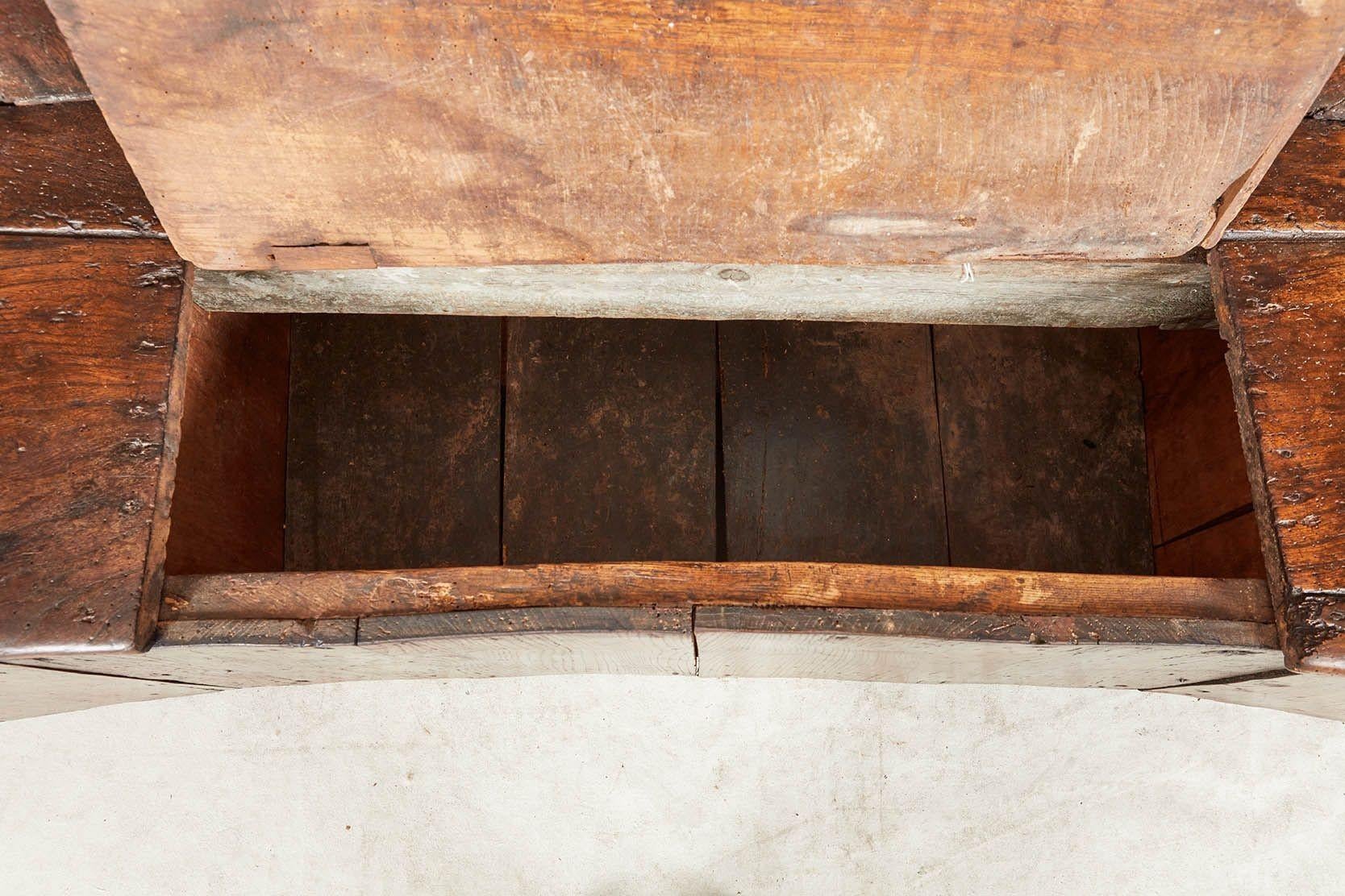 Curved High Back Elm Settle with Storage For Sale 4