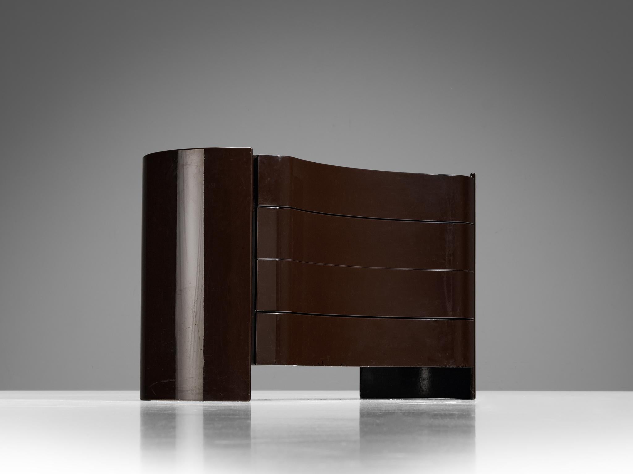 Mid-20th Century Curved Italian 'Aiace' Chest of Drawers in Black Lacquered Wood by Benatti 