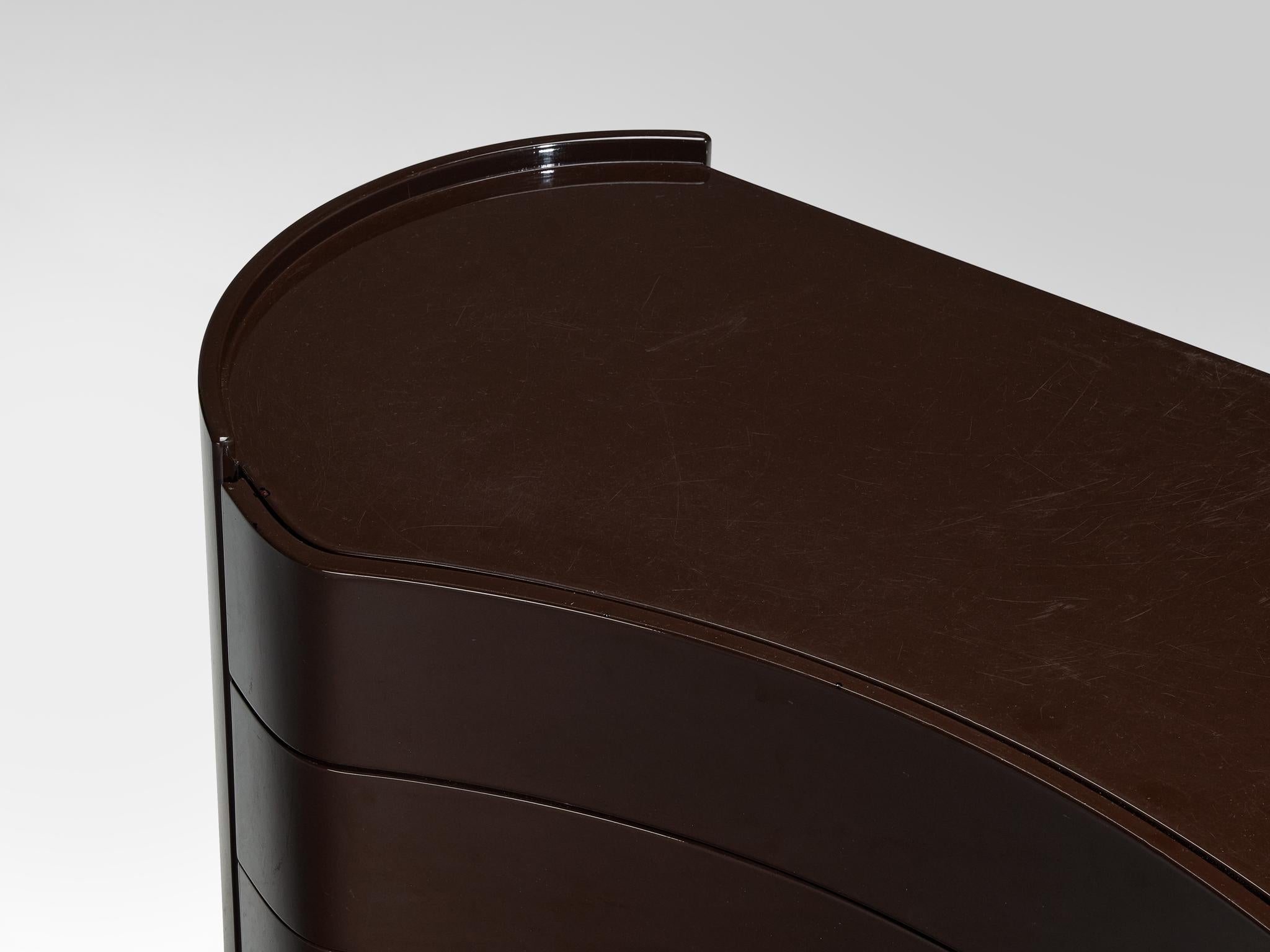 Curved Italian 'Aiace' Chest of Drawers in Black Lacquered Wood by Benatti  1