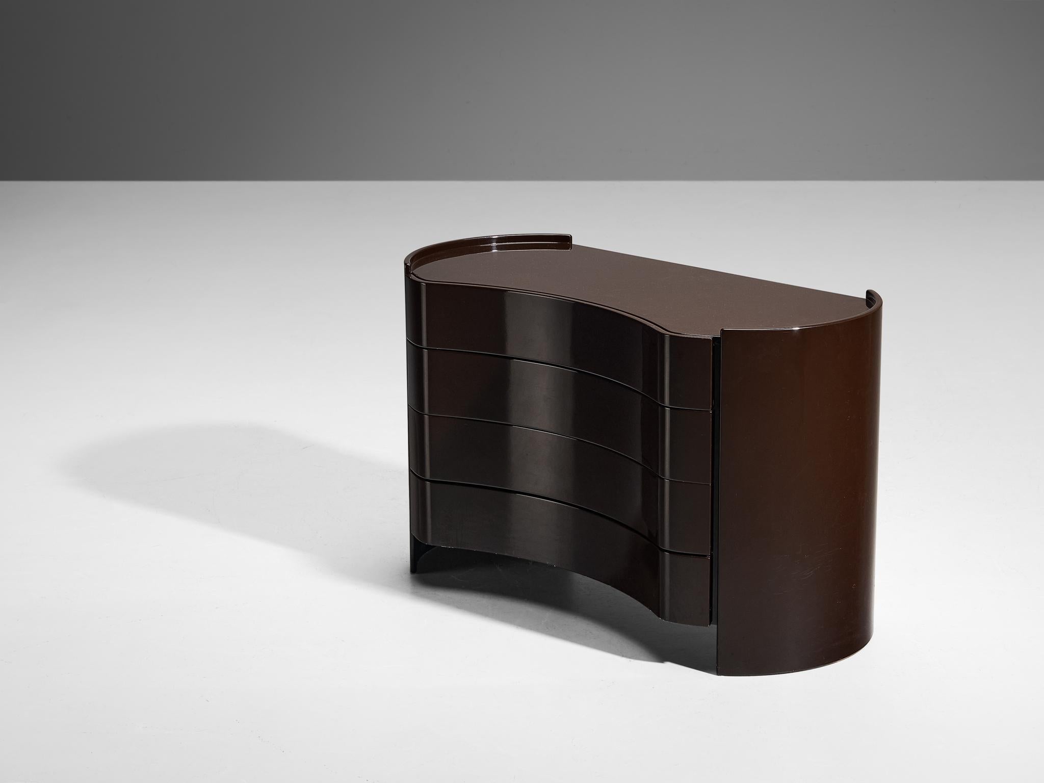 Curved Italian 'Aiace' Chest of Drawers in Black Lacquered Wood by Benatti  2
