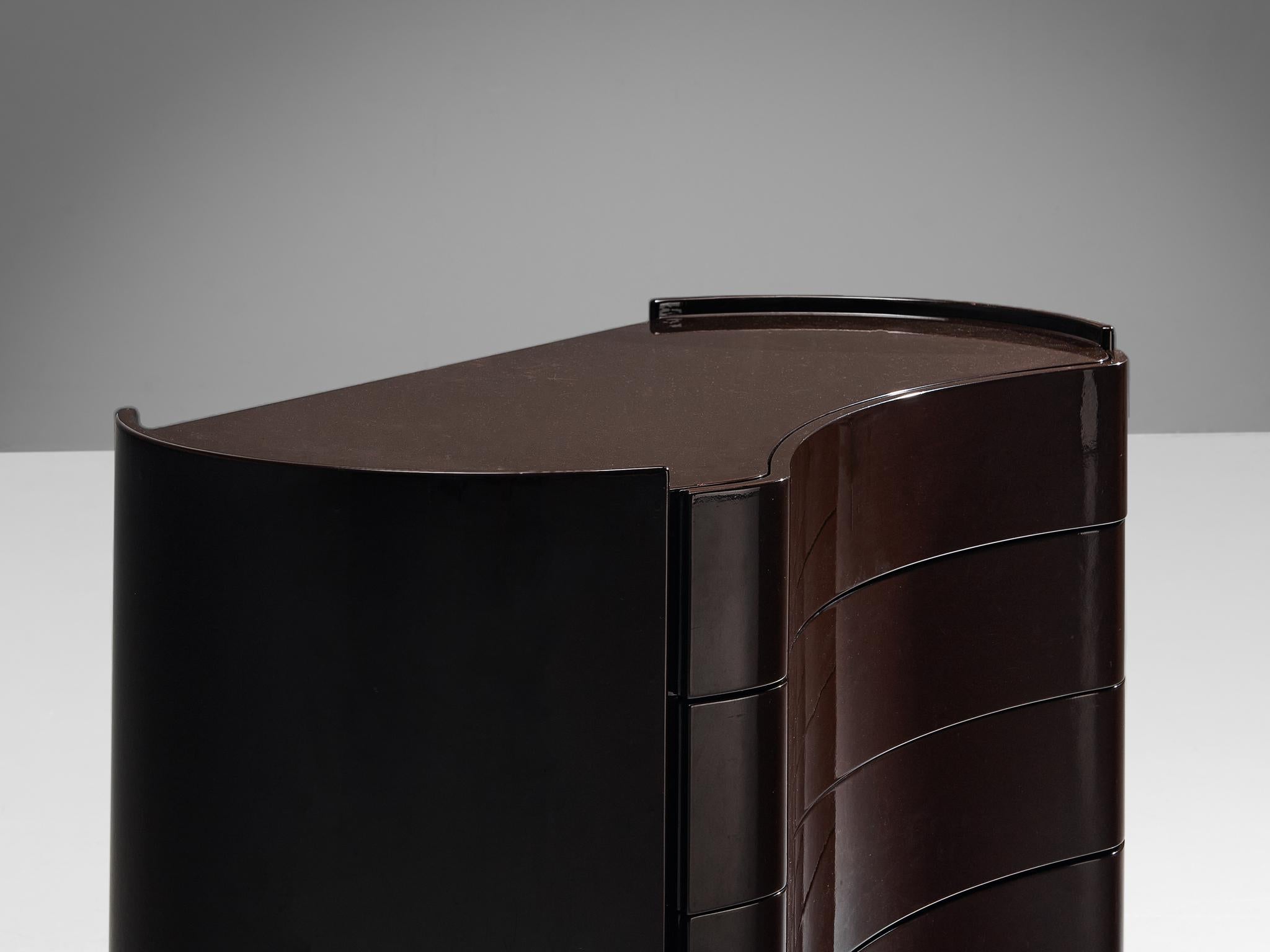 Curved Italian 'Aiace' Chest of Drawers in Black Lacquered Wood by Benatti  3