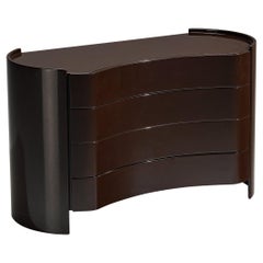 Curved Italian 'Aiace' Chest of Drawers in Black Lacquered Wood by Benatti