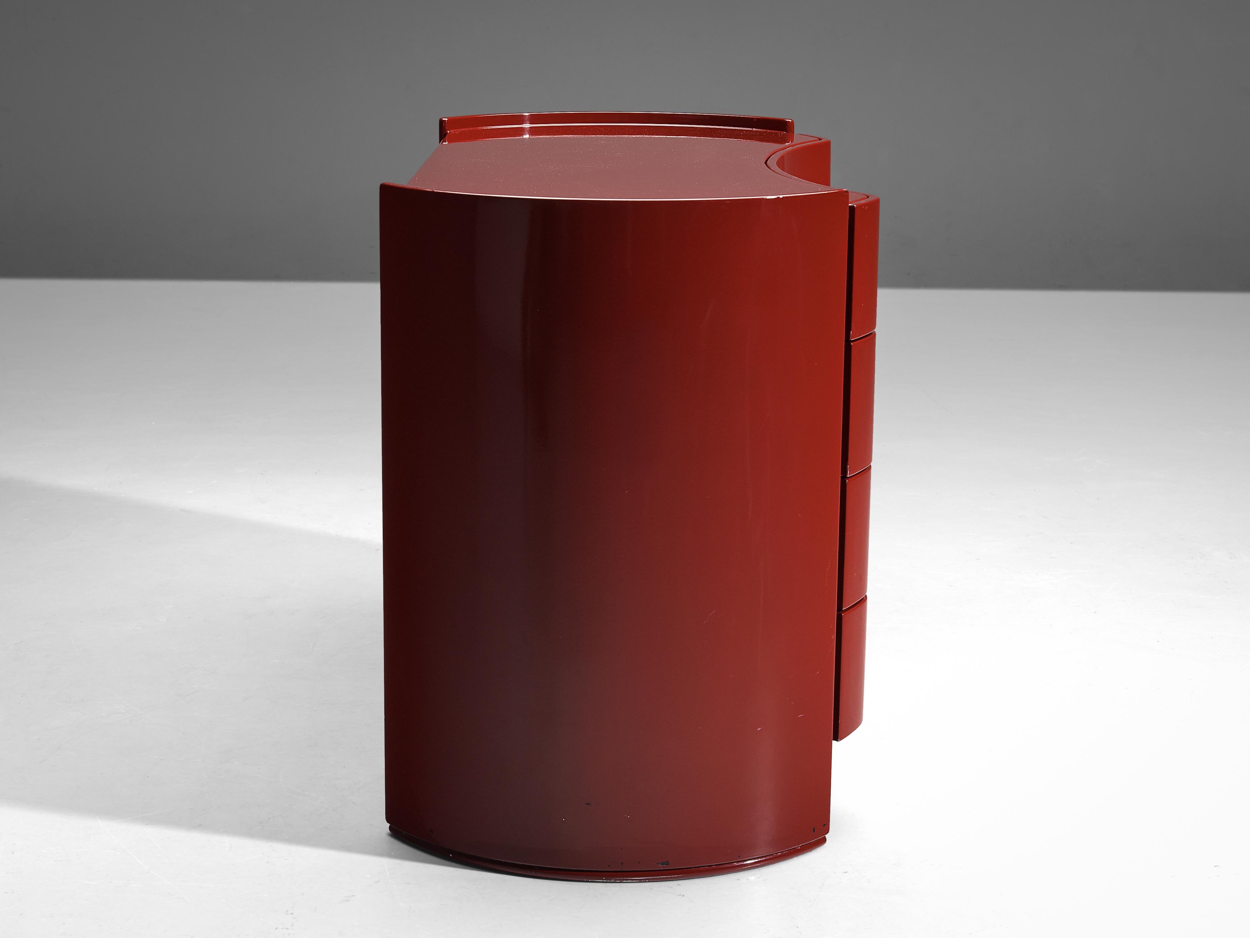 Curved Italian 'Aiace' Chest of Drawers in Red Lacquered Wood by Benatti 3