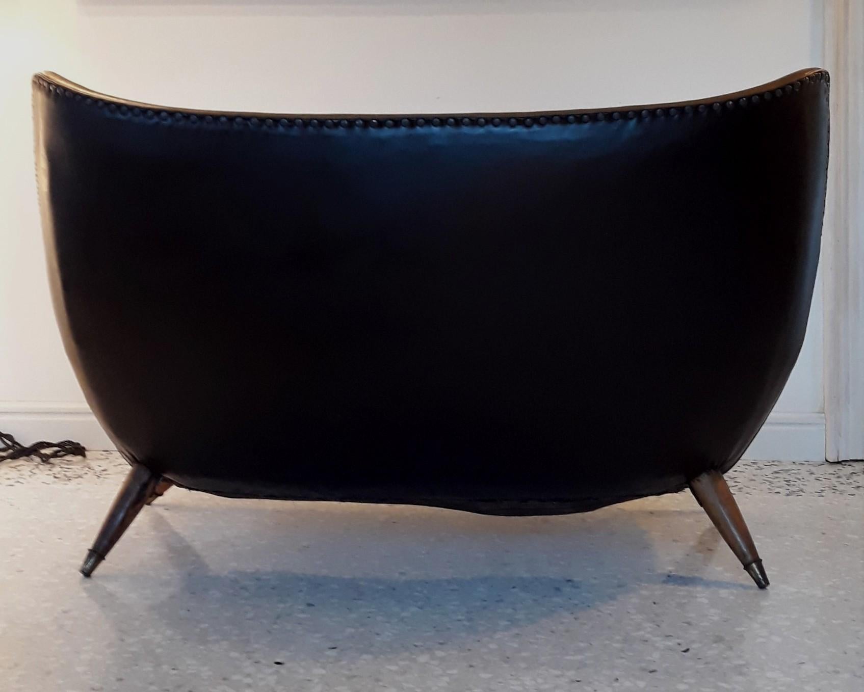 Curved Italian Mid Century Modern  Two Place Sofa, Milano, 1950s 3