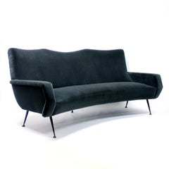 Curved Italian mid-century velvet sofa, 1950s