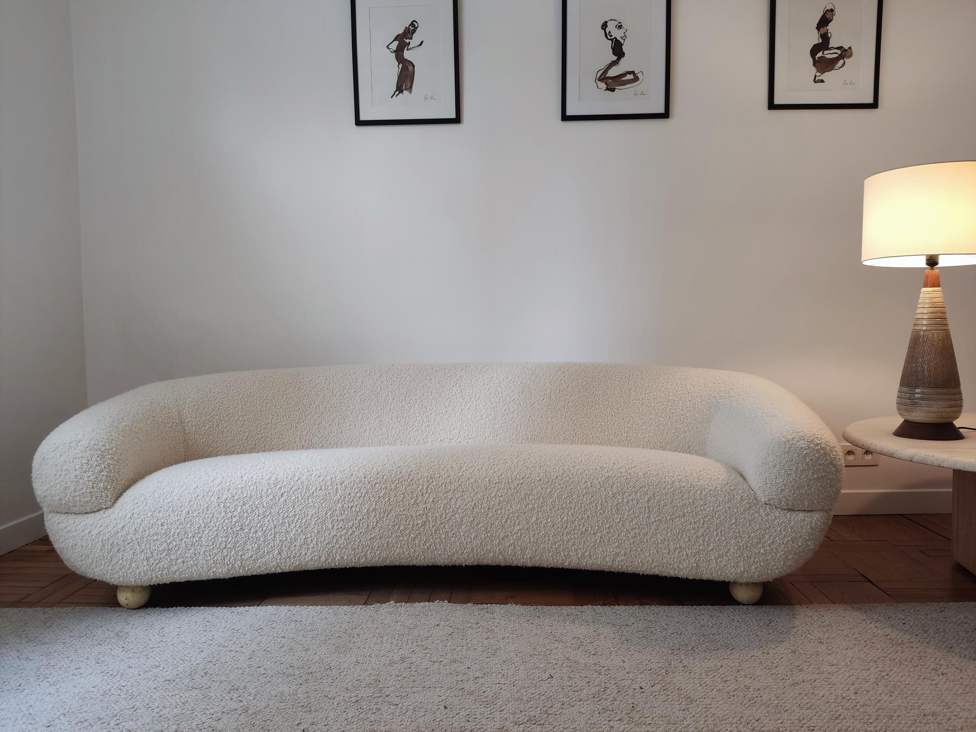 curved Italian sofa - 60s  For Sale 5