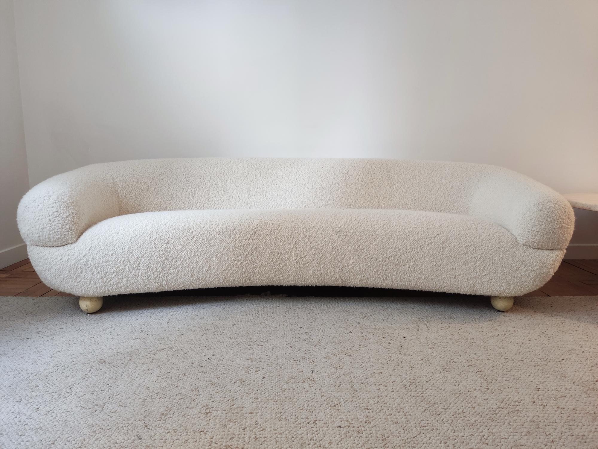 curved Italian sofa - 60s  In Good Condition For Sale In Paris, FR