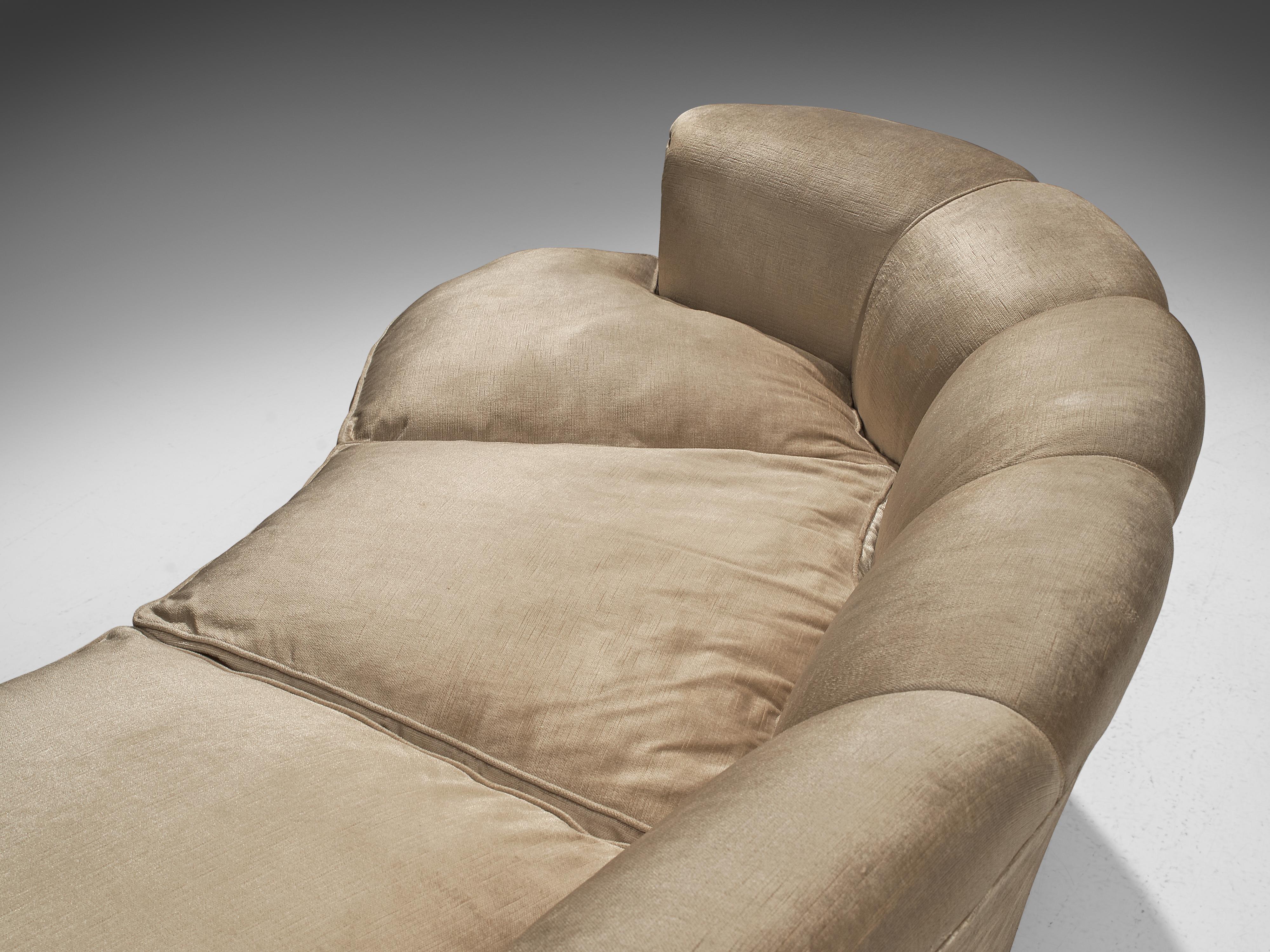 Curved Italian Sofa in Bright Velvet Upholstery 4