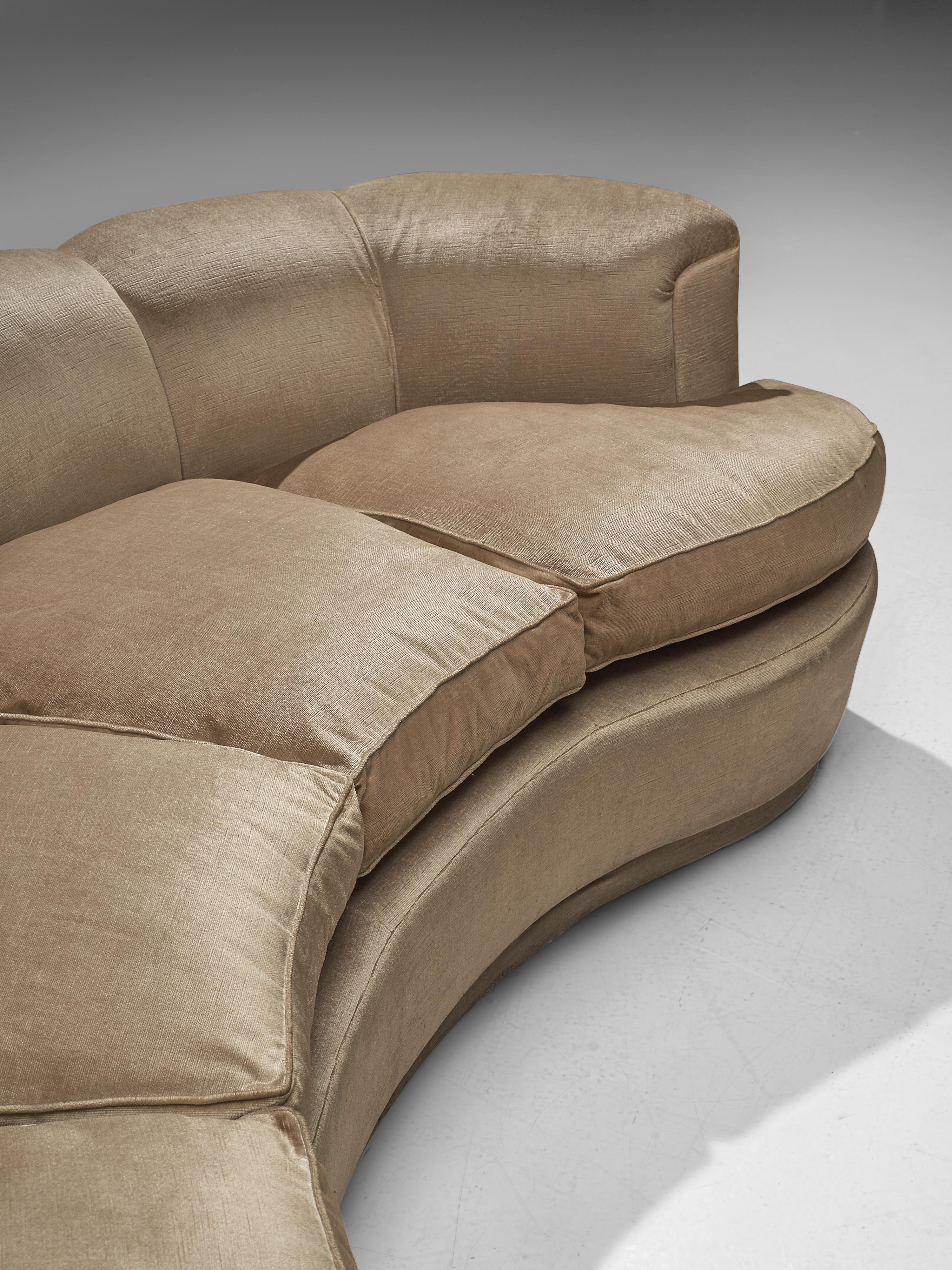 Curved Italian Sofa in Bright Velvet Upholstery 1