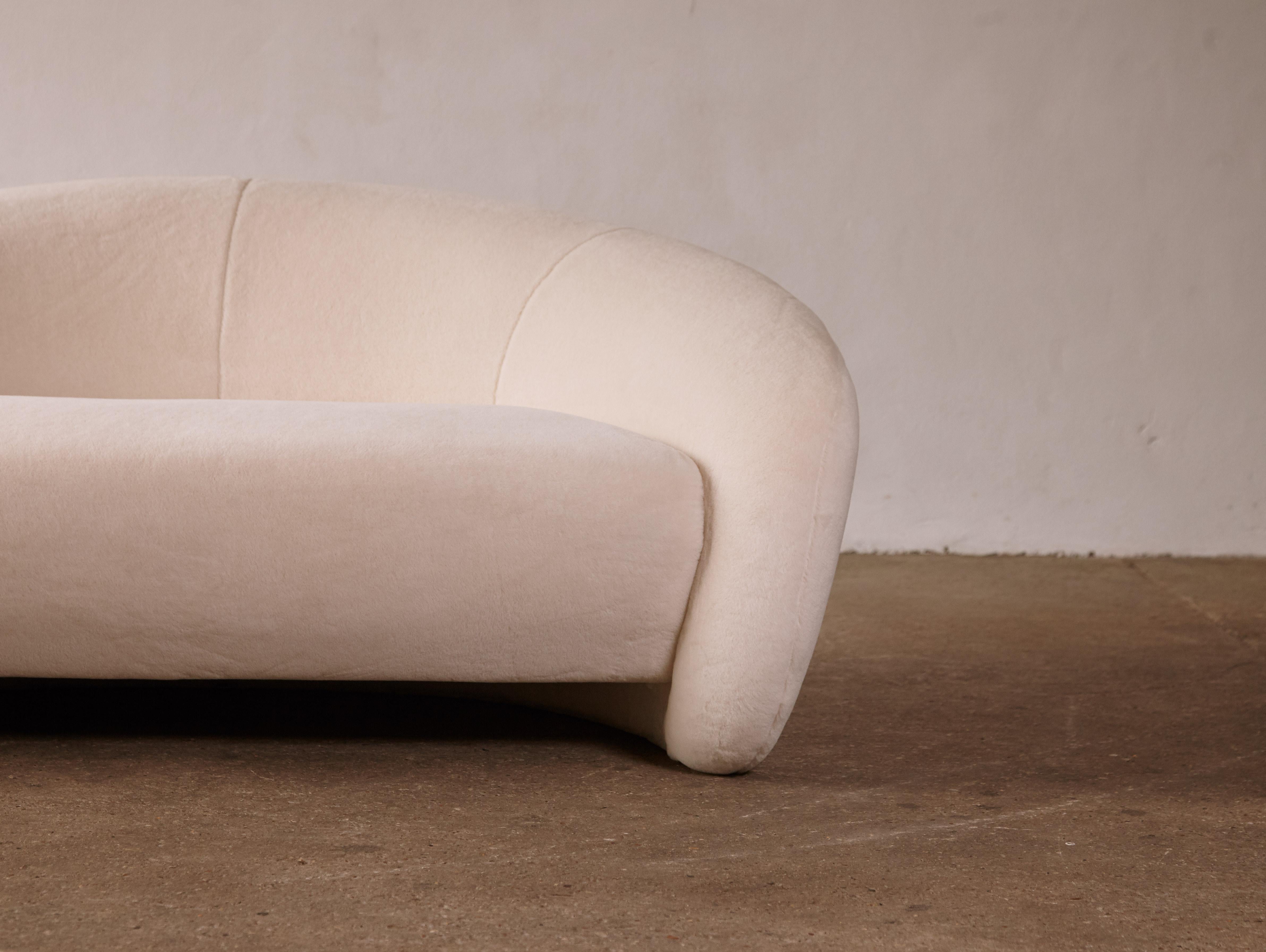 Curved Italian Sofa / Loveseat, Newly Upholstered in Alplaca, 1970s/1980s 9