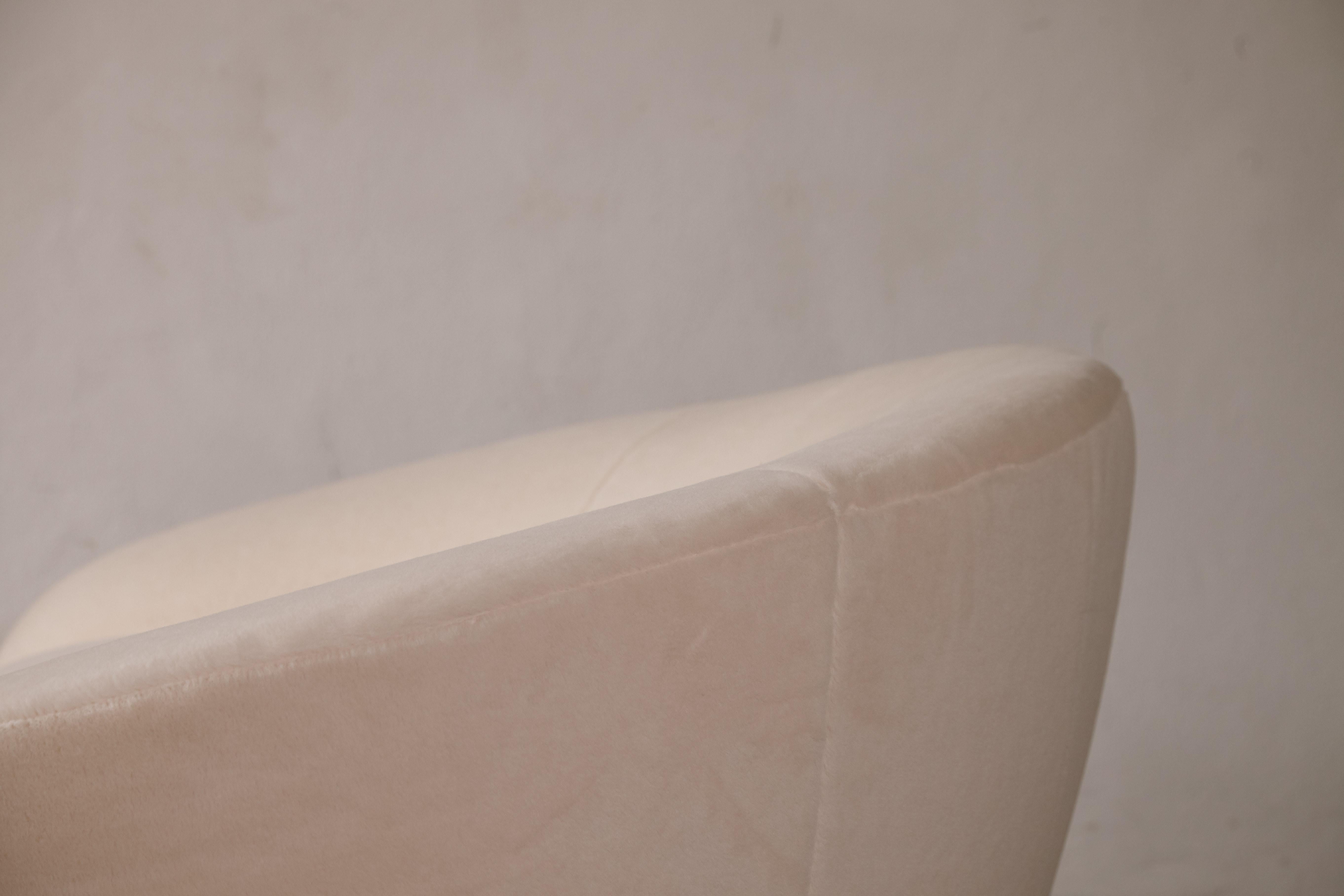 20th Century Curved Italian Sofa / Loveseat, Newly Upholstered in Alplaca, 1970s/1980s