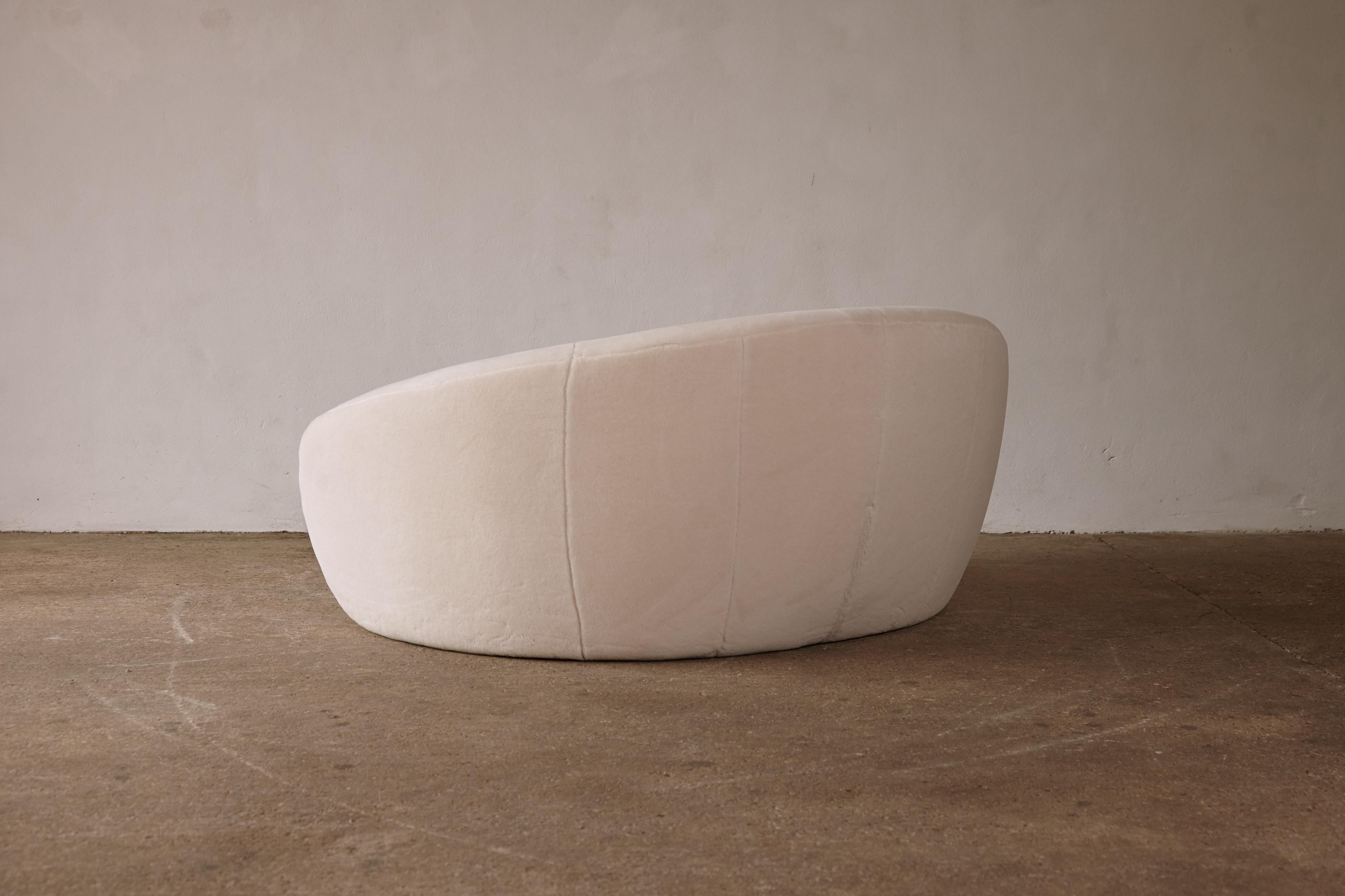 Alpaca Curved Italian Sofa / Loveseat, Newly Upholstered in Alplaca, 1970s/1980s