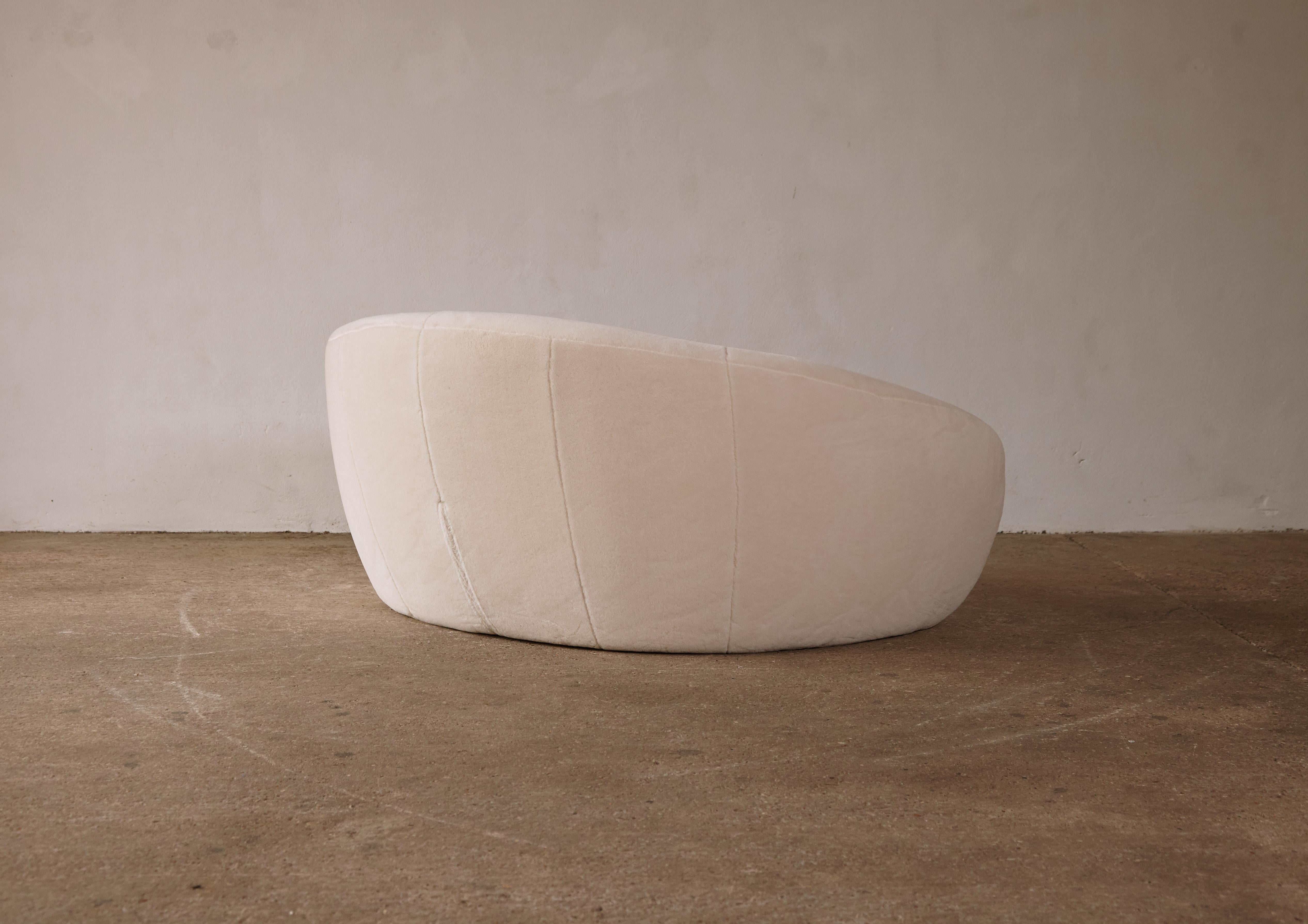 Curved Italian Sofa / Loveseat, Newly Upholstered in Alplaca, 1970s/1980s 2