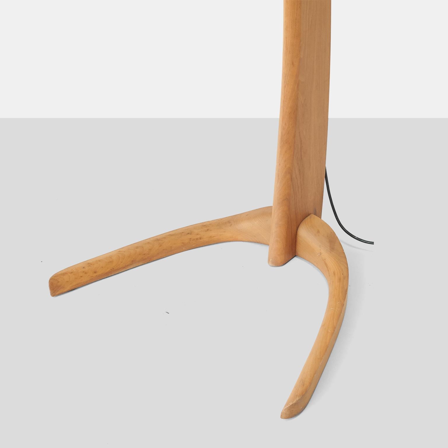 Late 20th Century Curved Italian Walnut Floor Lamp