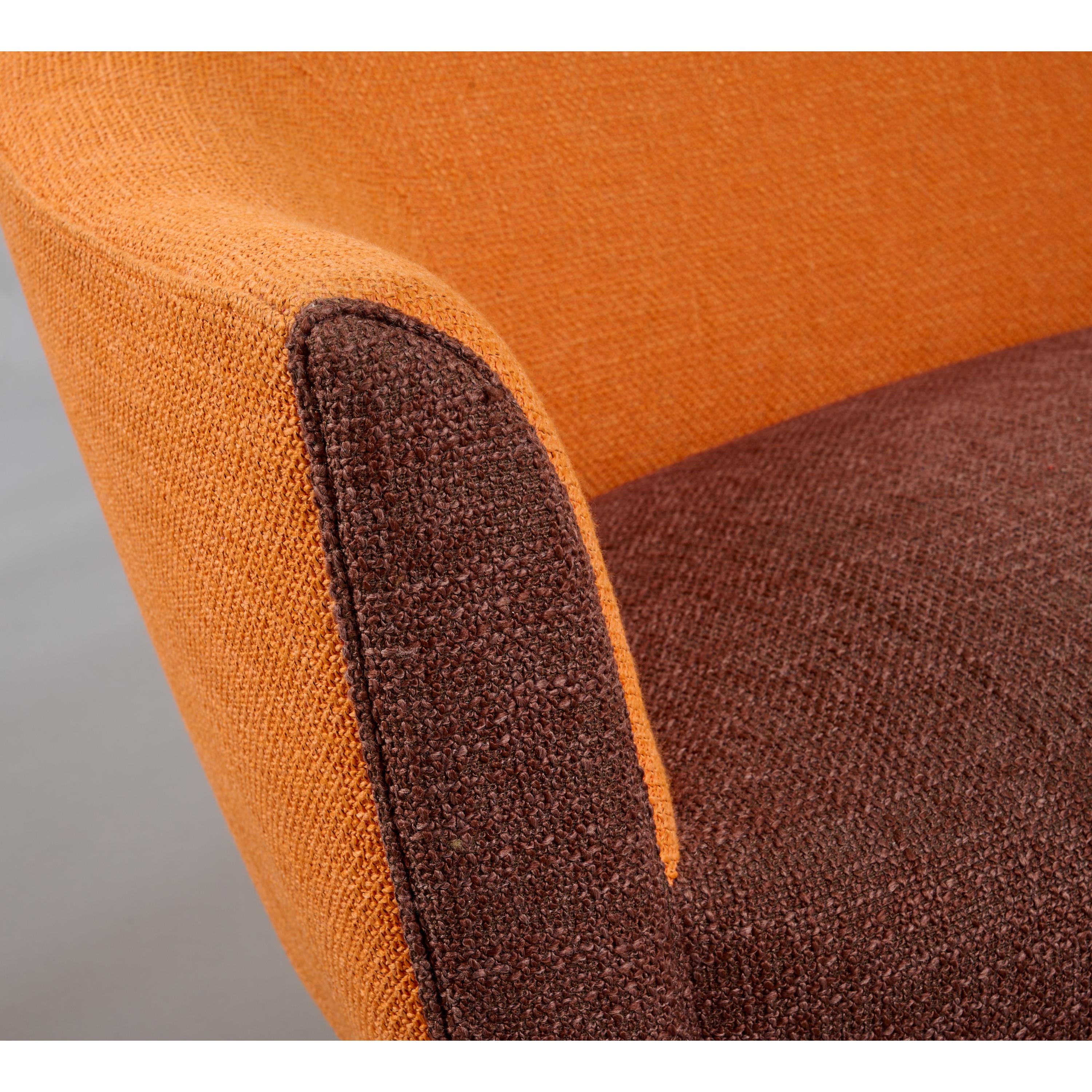 Canapé incurvé ITSO Federico Munari en Wood avec tapisserie orange, Italie, années 1950  en vente 5