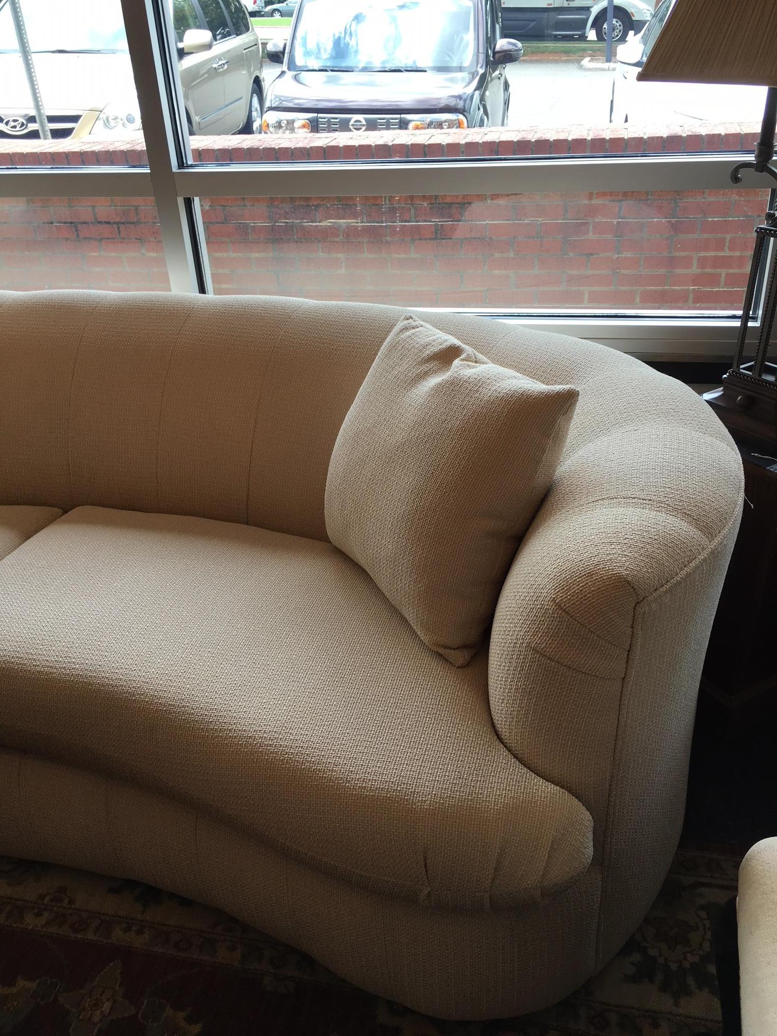 Curved Ivory Deco Style Sofa In Excellent Condition In Raleigh, NC