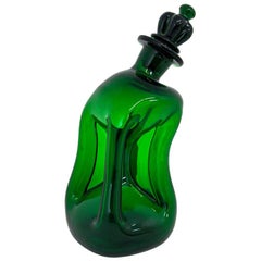 Curved "Kluk Kluk" Decanter Green, Holmegaard, Denmark, 1970s