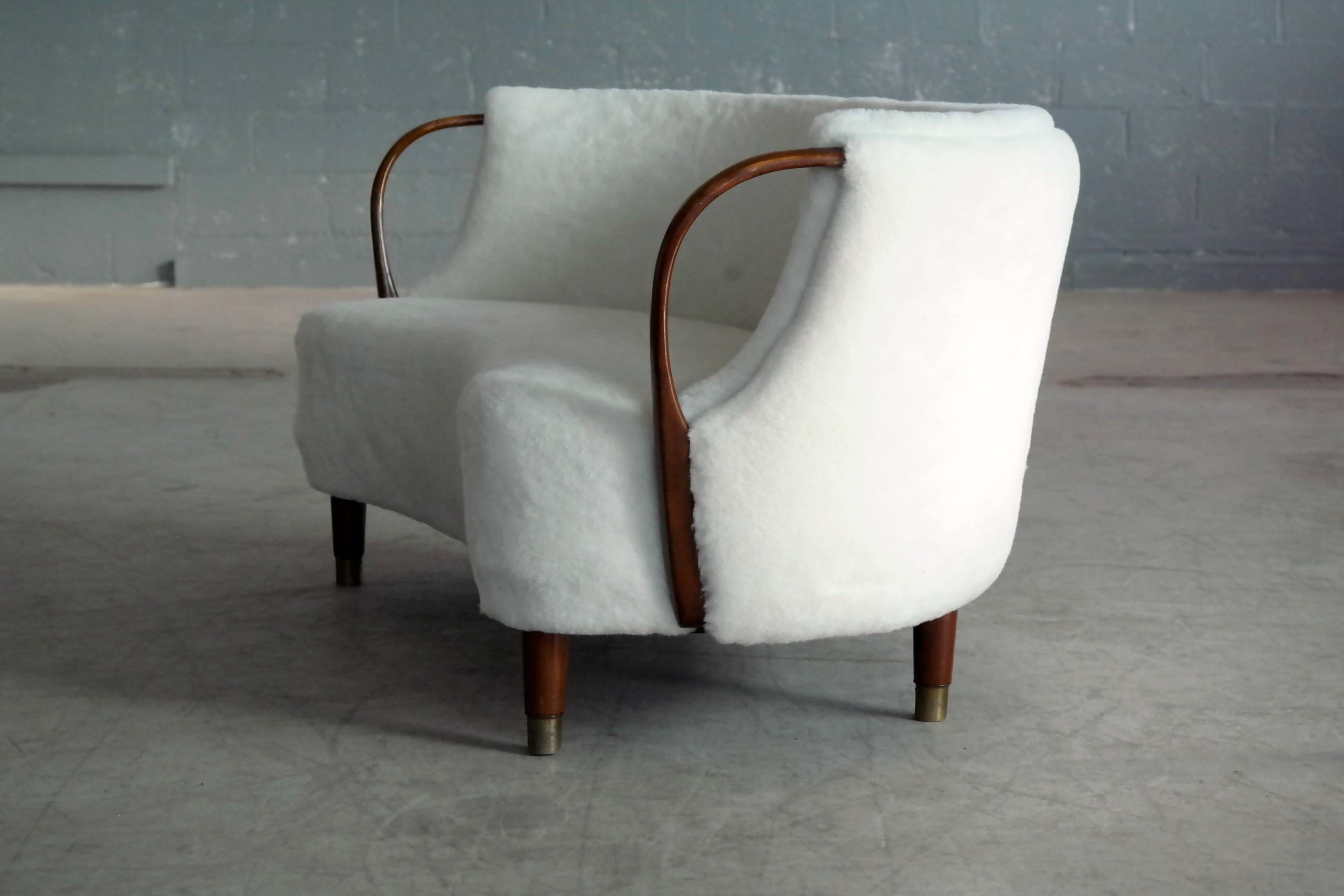 Wool Curved Lambswool Sofa Model No. 96 by N.A. Jørgensen Style of Viggo Boesen
