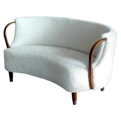 Curved Lambswool Sofa Model No. 96 by N.A. Jørgensen Style of Viggo Boesen