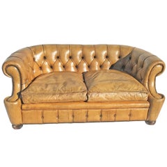 Curved Leather Chesterfield, circa Early 20th Century