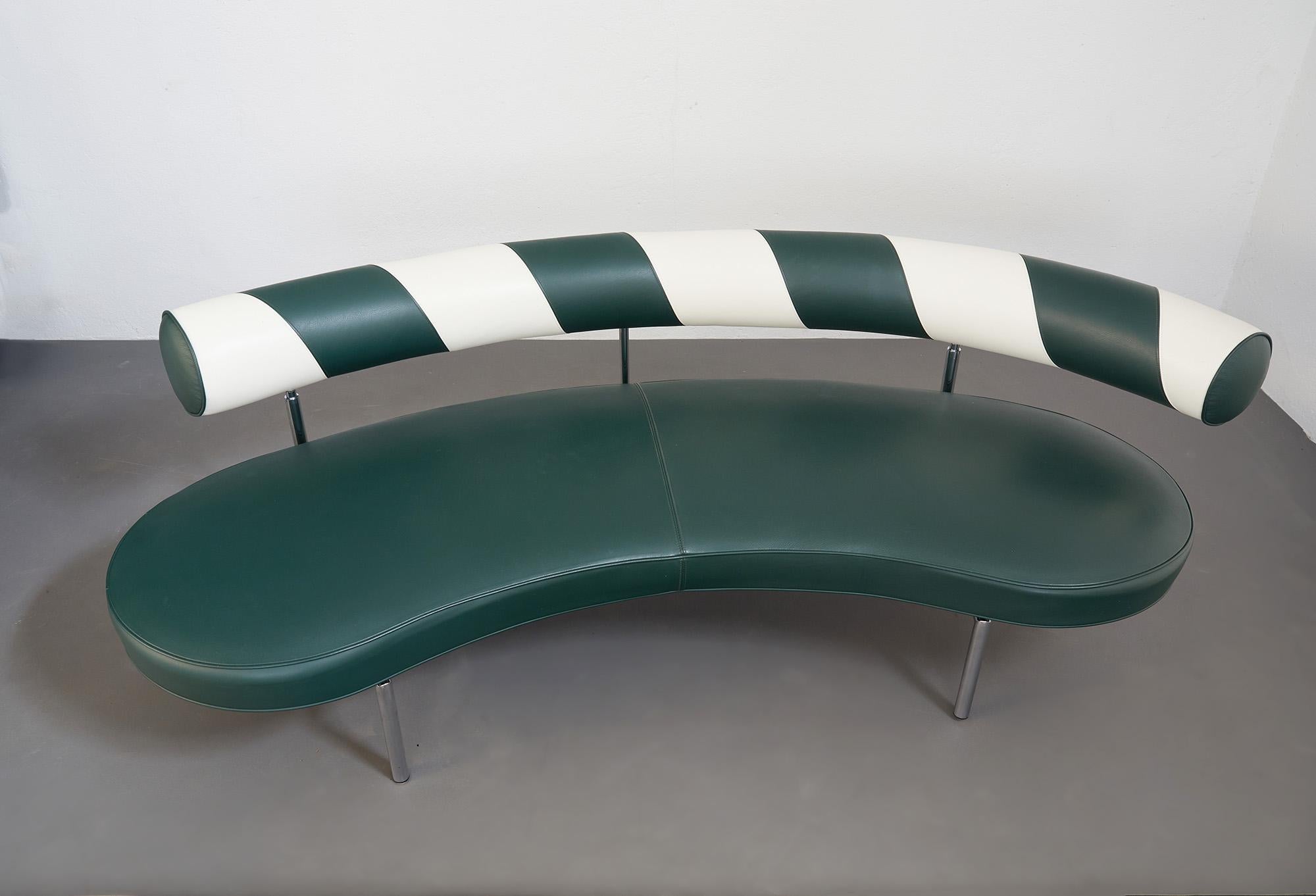 Italian Curved leather sofa Max by Antonio Citterio, Flexform, Italy, 1983 For Sale